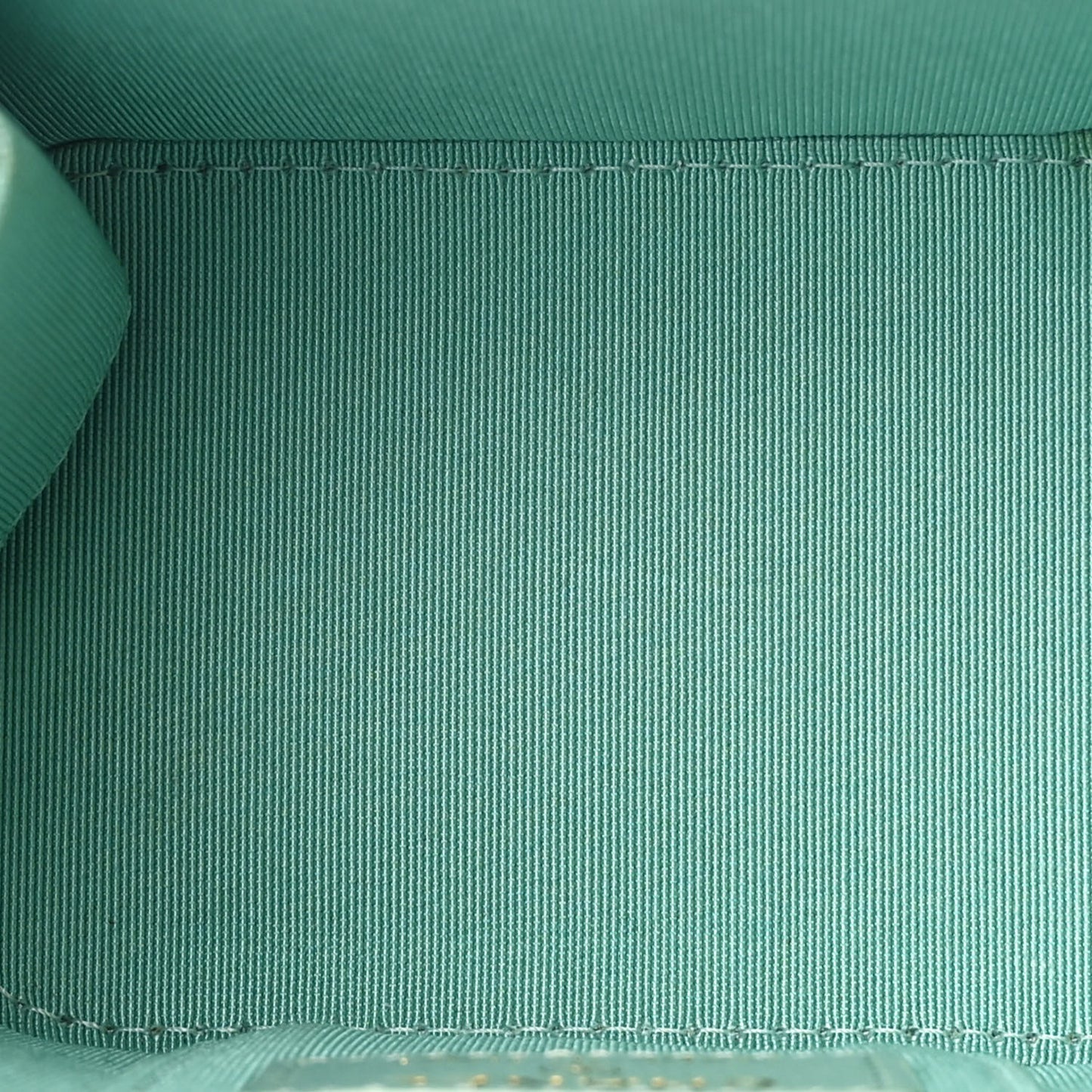 Iridescent Caviar Quilted Mini Pearl On Top Vanity Case With Chain Green