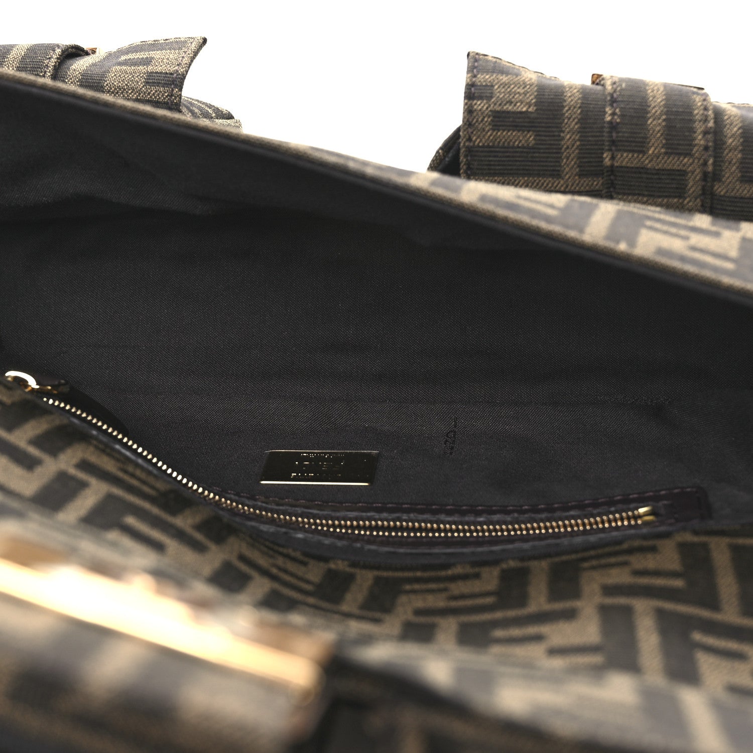 Fendi Fabric Jacquard FF 1974 Multipocket Baguette Tobacco Moro 5 of 14