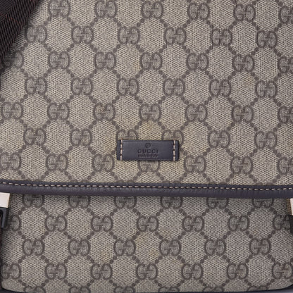Gucci GG Plus Monogram Medium Double Buckle Flap Messenger Bag Beige Dark Brown 11 of 13