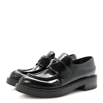 Prada Spazzolato Metal Triangle Logo 50mm Loafers 40 Black 4 of 9