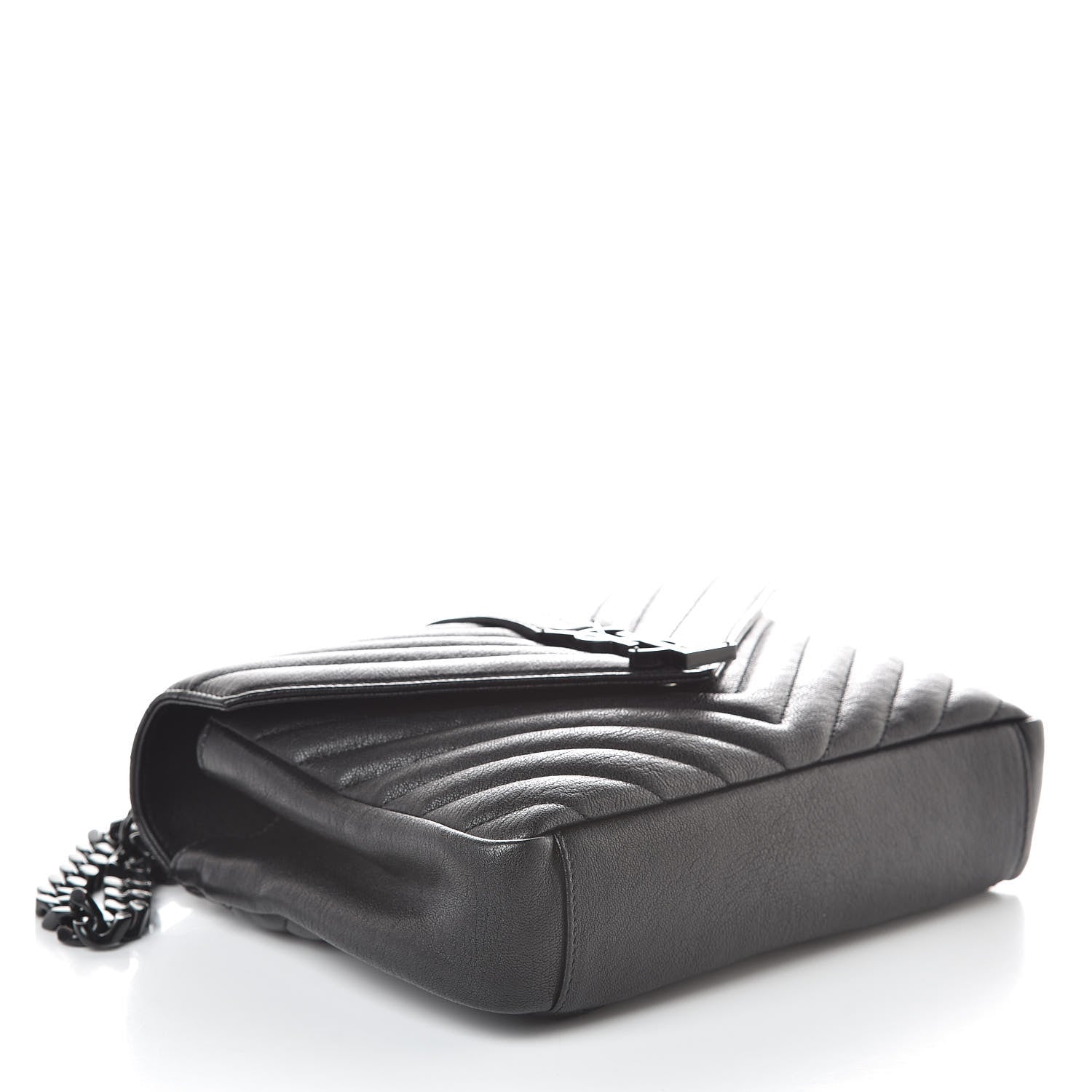 Saint Laurent Sheepskin Matelasse Chevron Monogram Medium College Bag Black 4 of 10