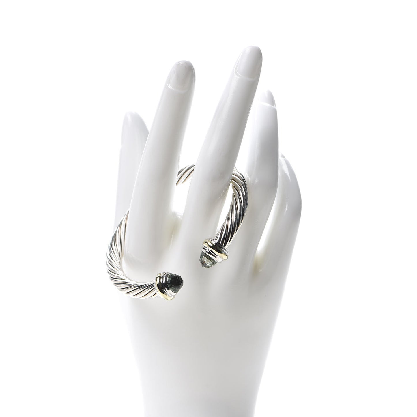 Sterling Silver 14K Yellow Gold Prasiolite 7mm Cable Classics Bracelet