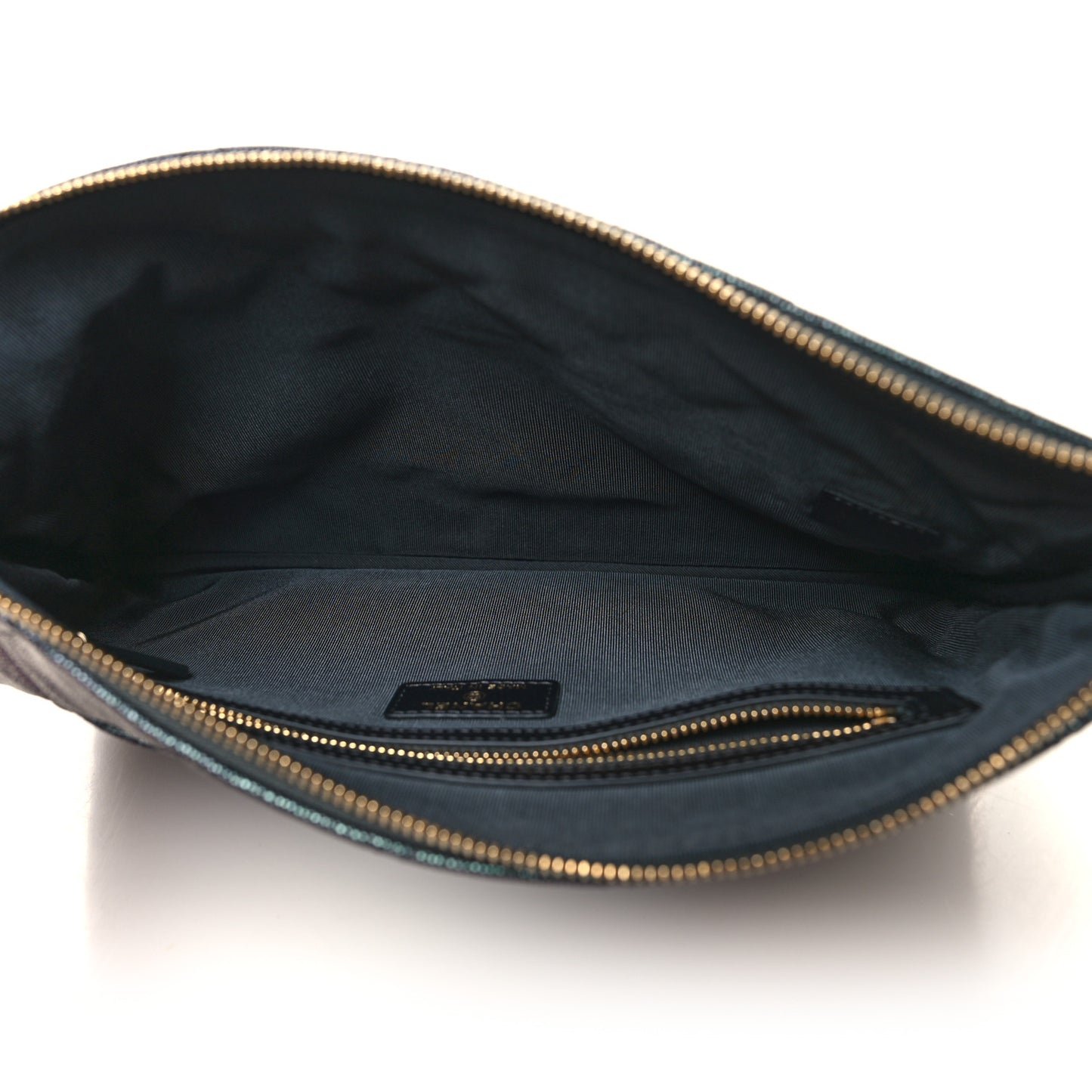 Iridescent Caviar Medium Night by the C Pouch Clutch Black