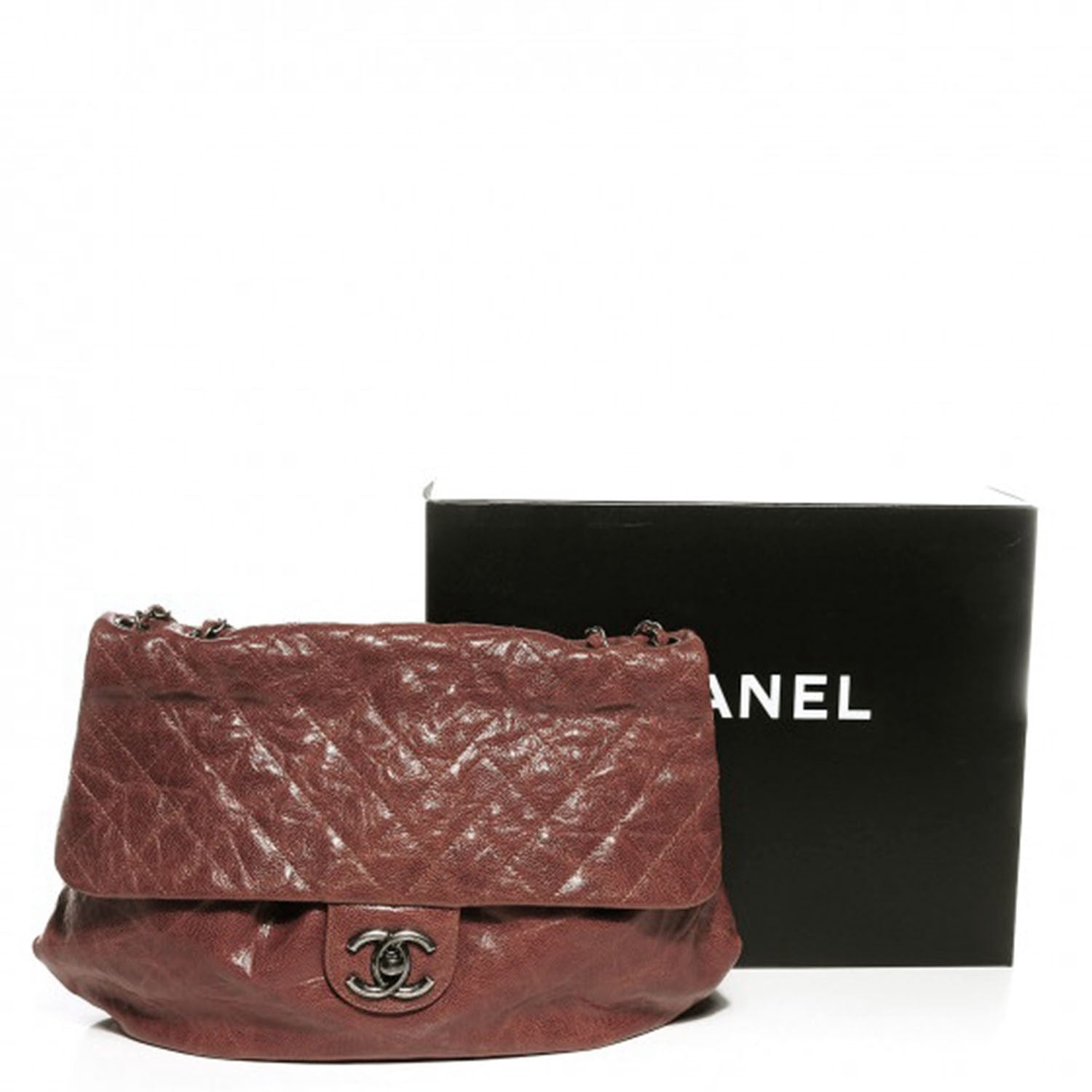 Chanel Grained Calfskin Quilted Maxi Elastic Flap Brown 5 of 8