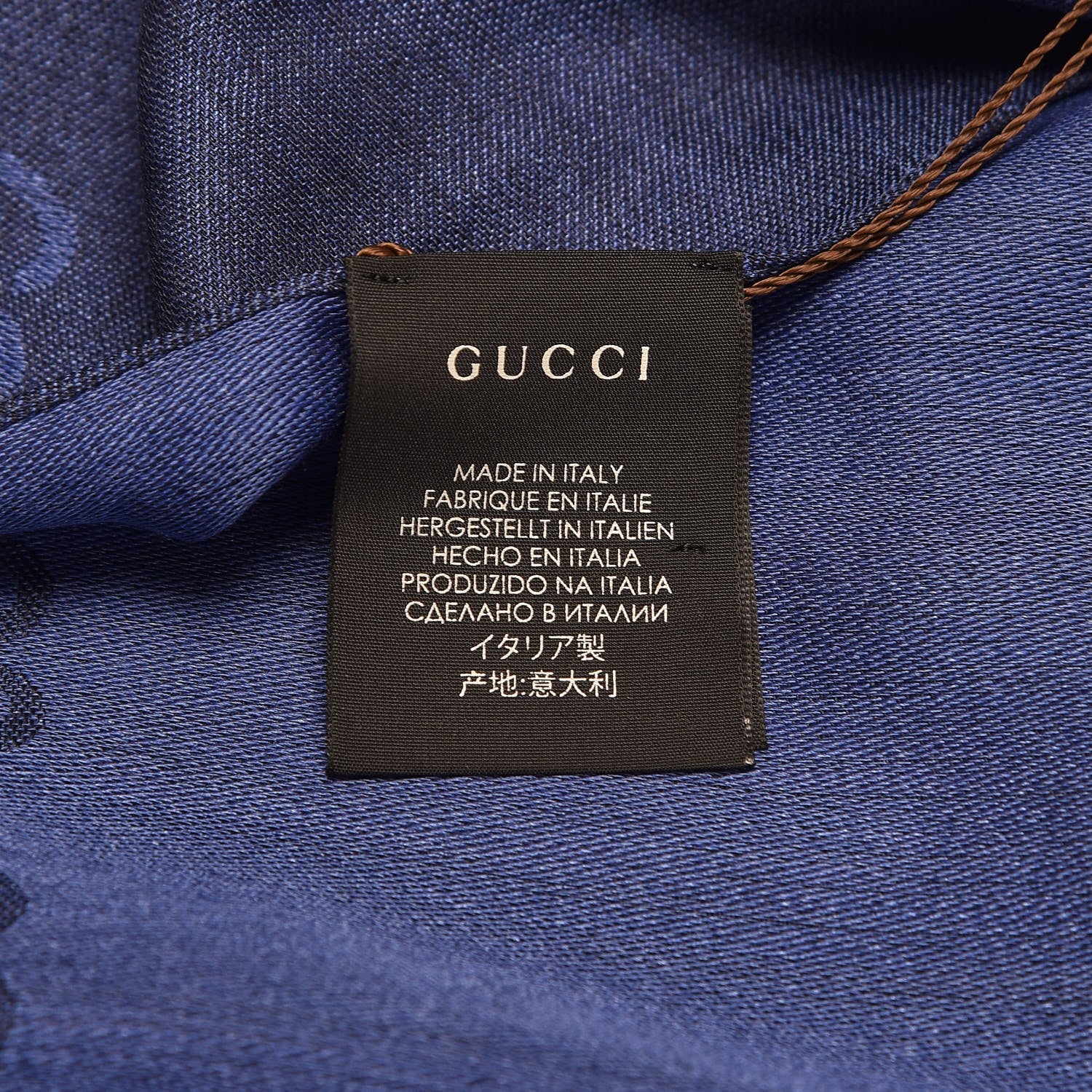 Gucci Wool Silk Jacquard Monogram Scarf Blue 4 of 5