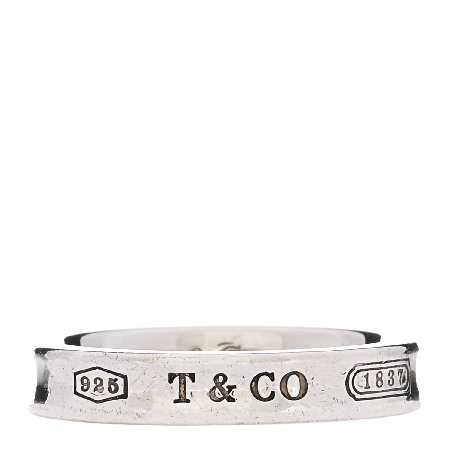 Tiffany Sterling Silver Narrow 1837 Band Ring 53 6.5 1 of 4
