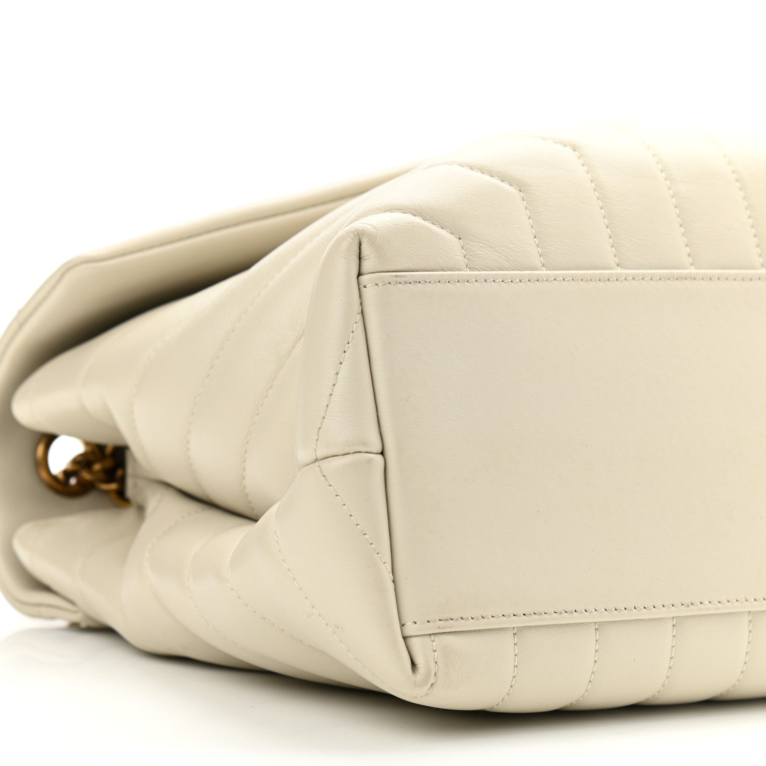 Saint Laurent Calfskin Y Quilted Monogram Medium Loulou Chain Satchel Blanc Vintage 10 of 14
