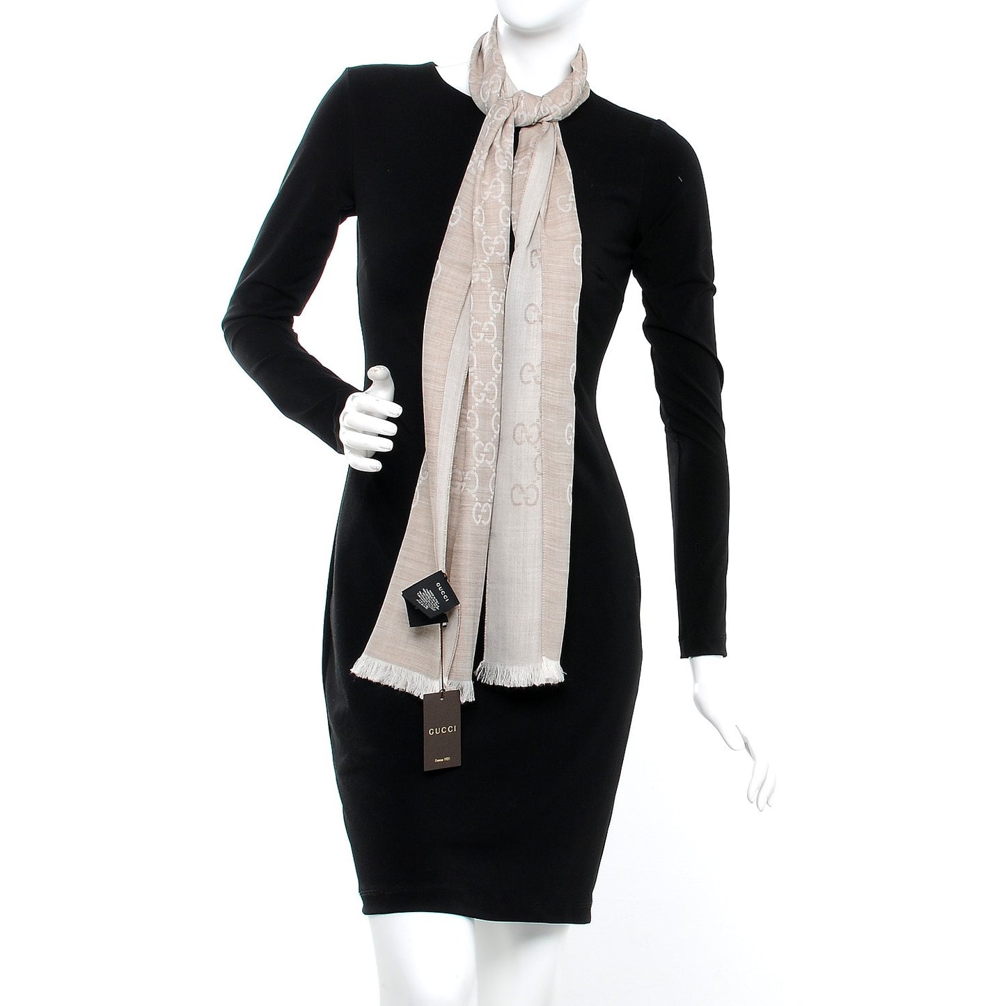Wool Silk GG Monogram GGNat Scarf Sand