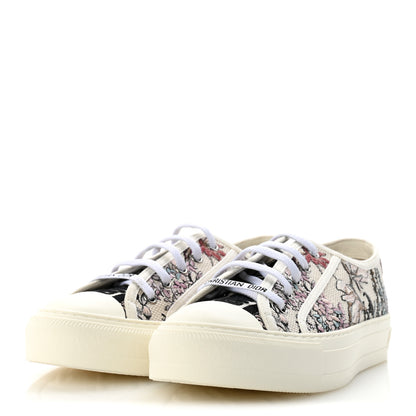 Christian Dior Canvas Embroidered Womens Walk'N'Dior Low Top Sneakers 38 White Multicolor 4 of 9
