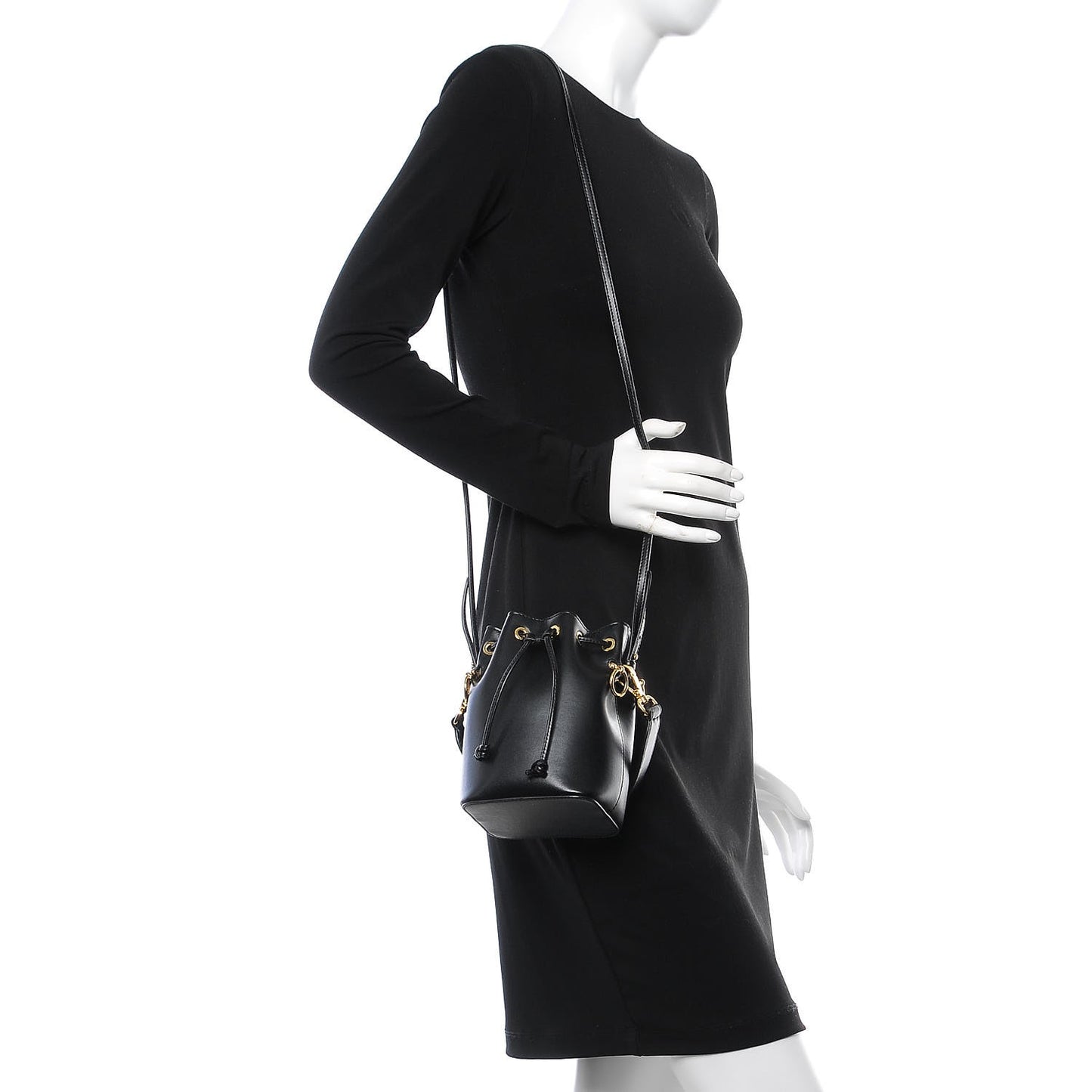 Vitello Liberty Lucido F is Fendi Mini Mon Tresor Bucket Bag Black