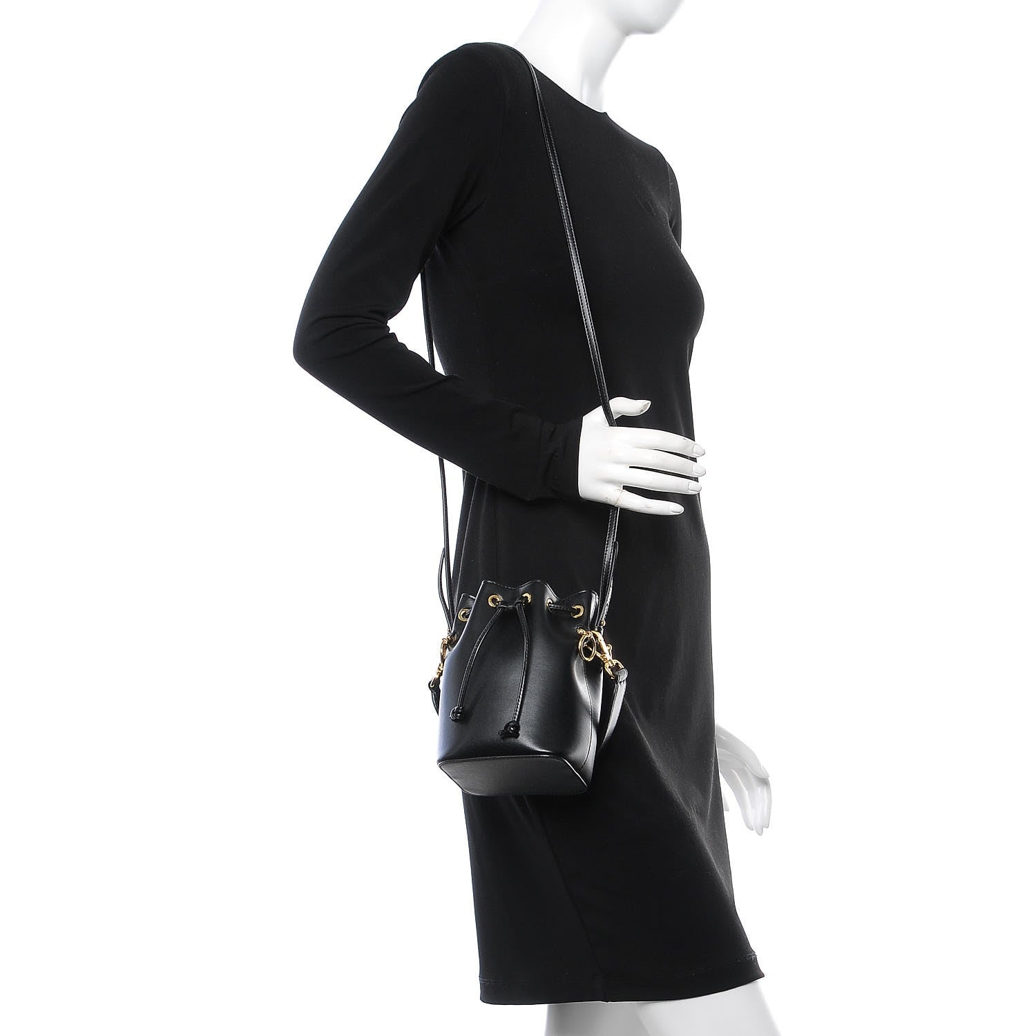 Fendi Vitello Liberty Lucido F is Fendi Mini Mon Tresor Bucket Bag Black 2 of 8