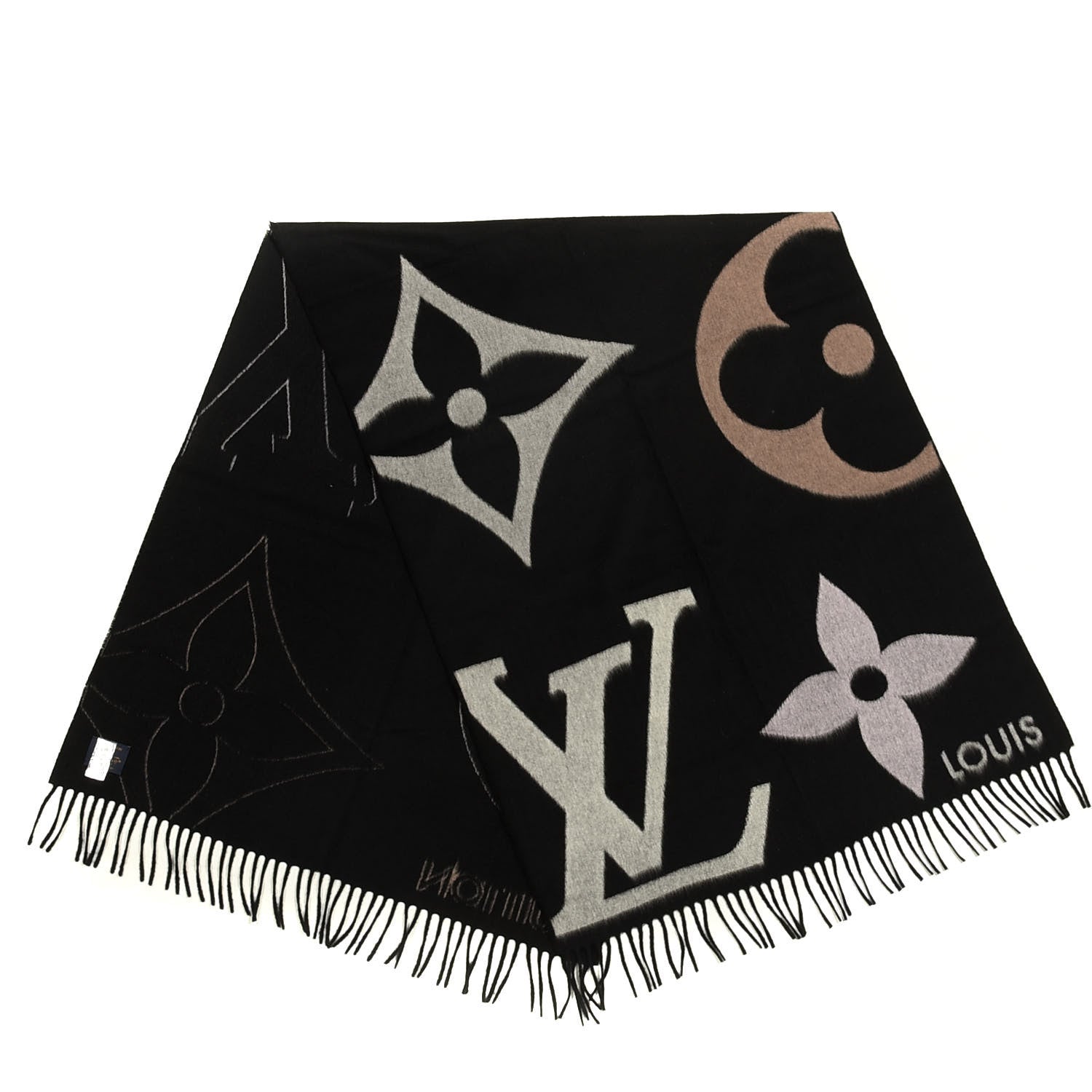 Louis Vuitton Cashmere Wool Oversized Monogram The Ultimate Scarf Black 2 of 3