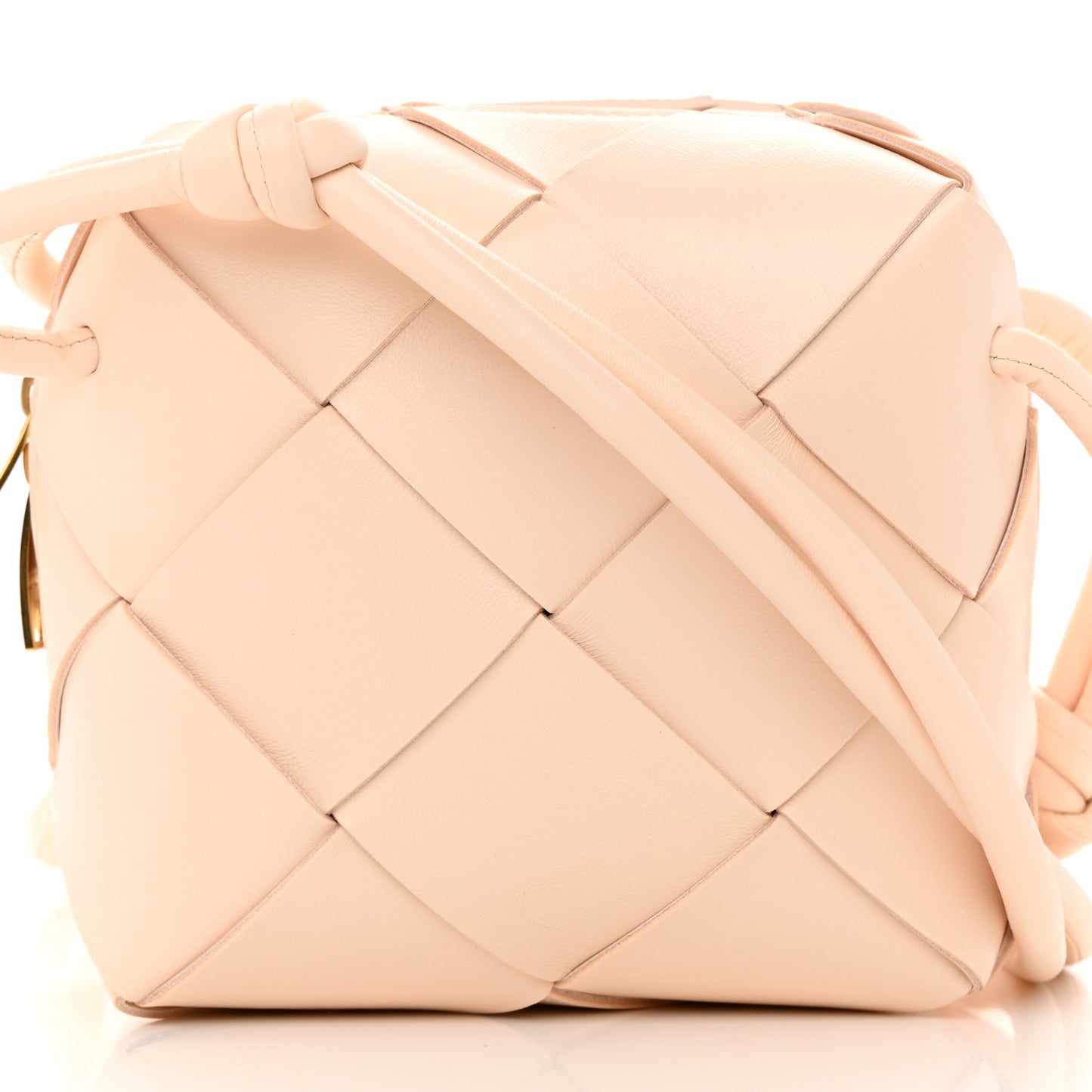 Lambskin Maxi Intrecciato Mini Cassette Camera Bag Macaroon