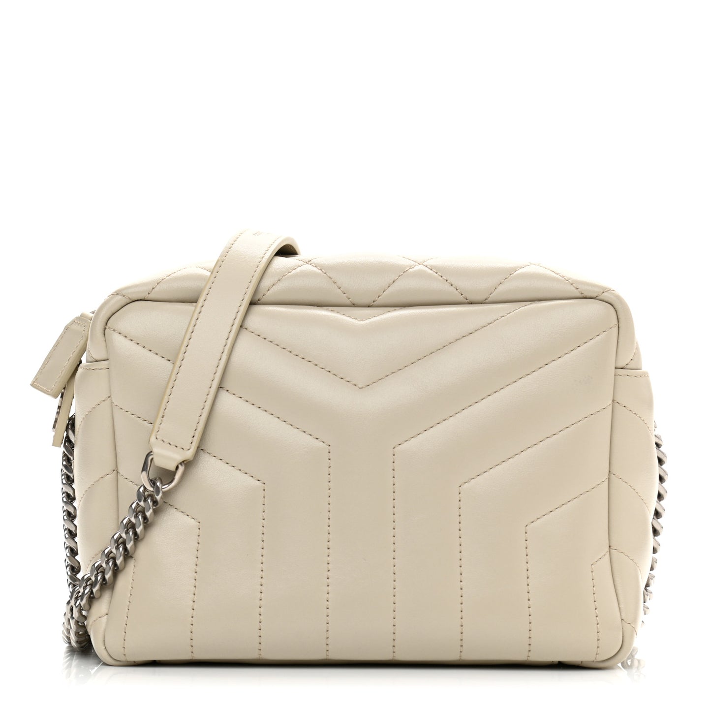 Calfskin Y Quilted Monogram Small Loulou Bowling Bag Ivory