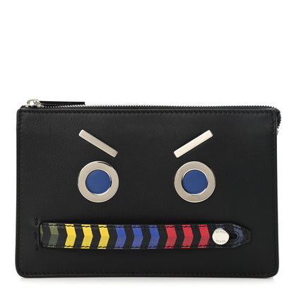 Fendi Calfskin Faces Slim Clutch Black Multicolor 1 of 9