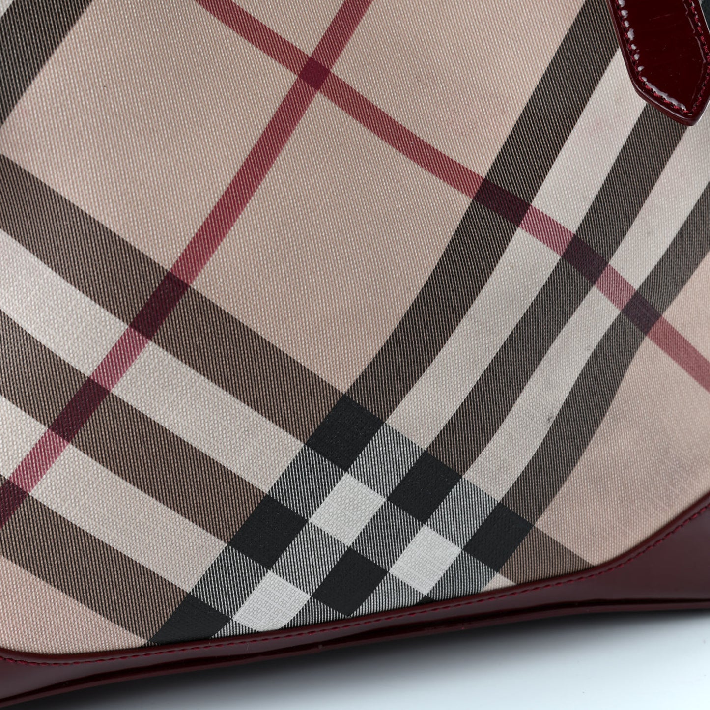 Supernova Check Drawstring Tote Berry Red