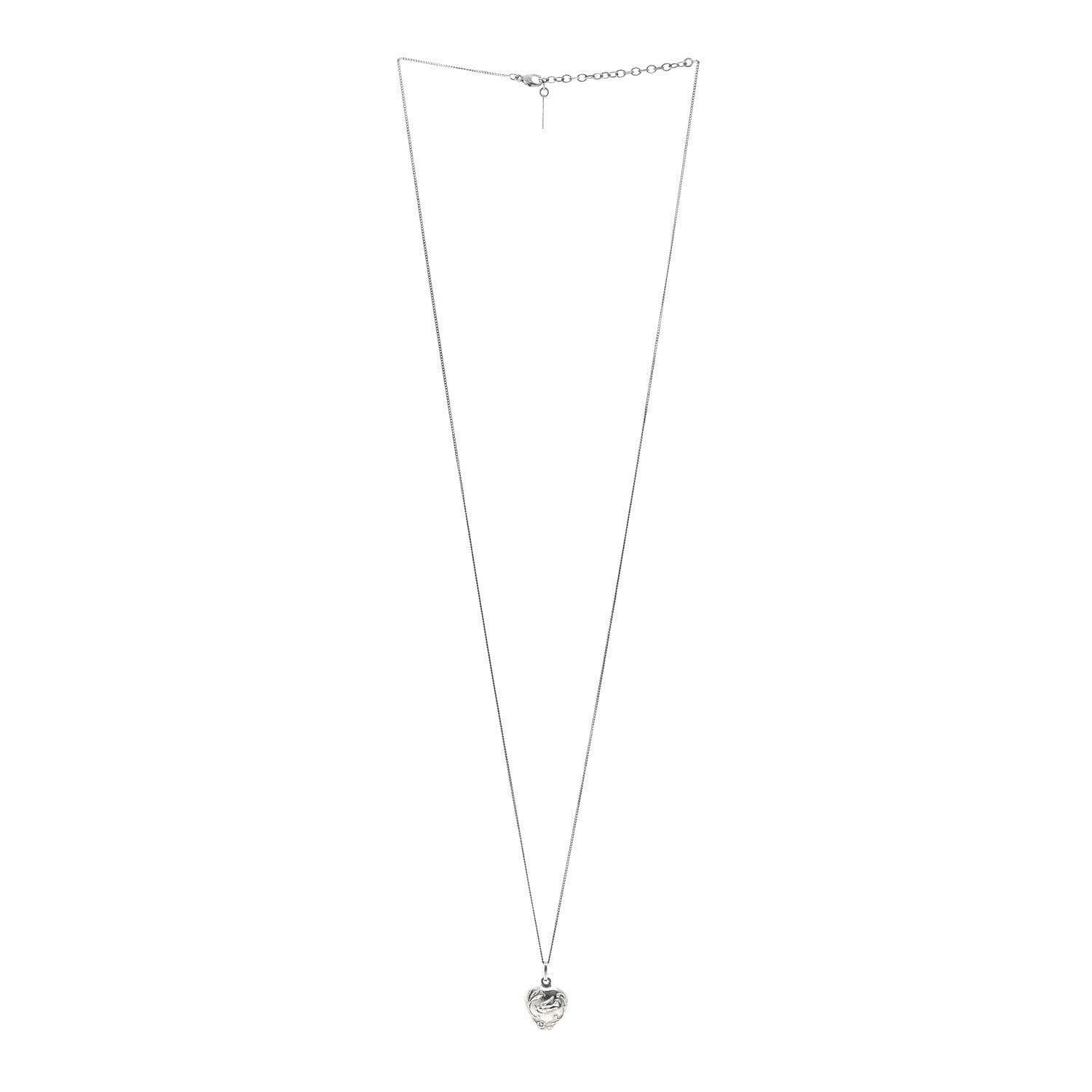 Saint Laurent Metal Heart Necklace Silver 3 of 4