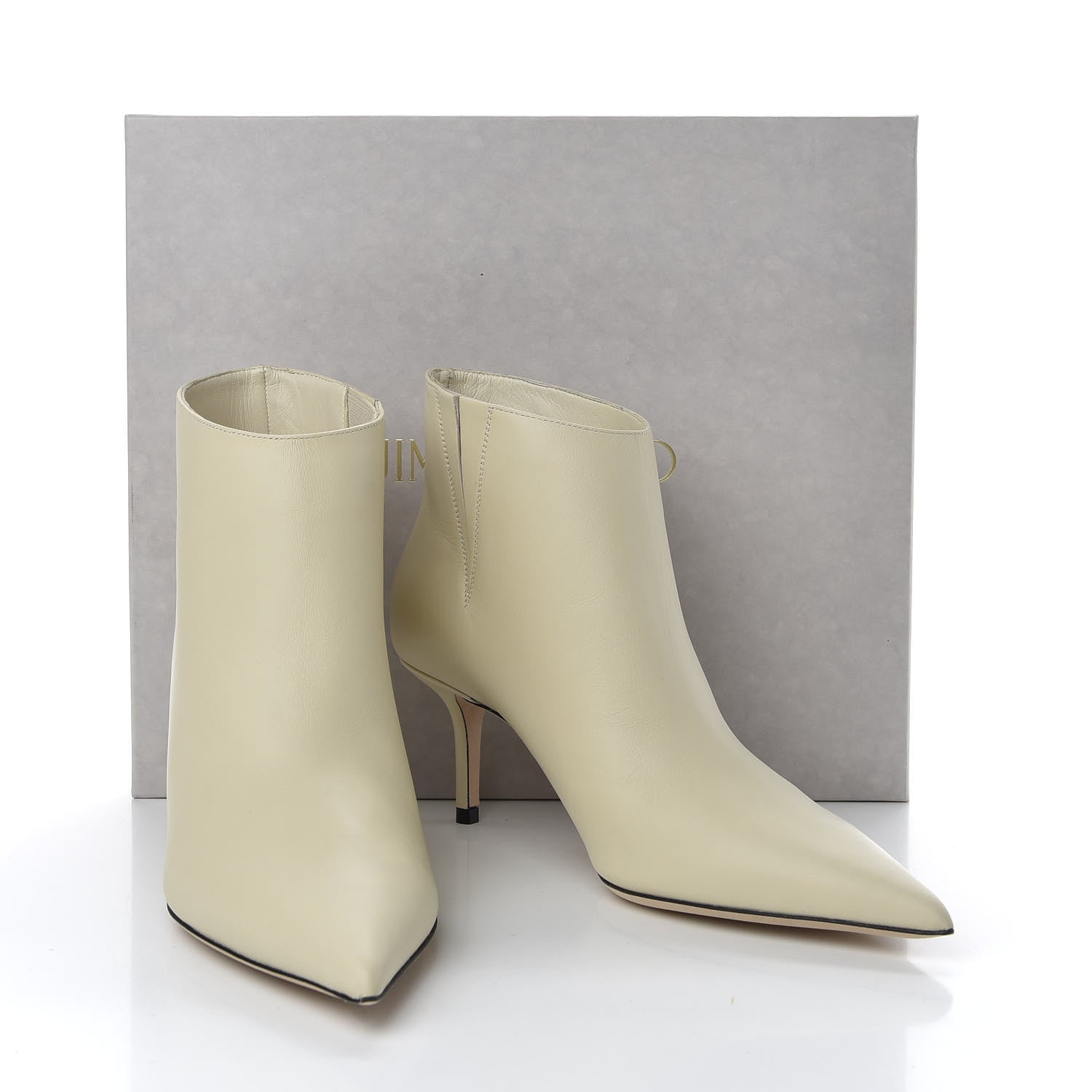 Jimmy Choo Smooth Calfskin Marinda 65 Ankle Booties 38 Linen 9 of 9
