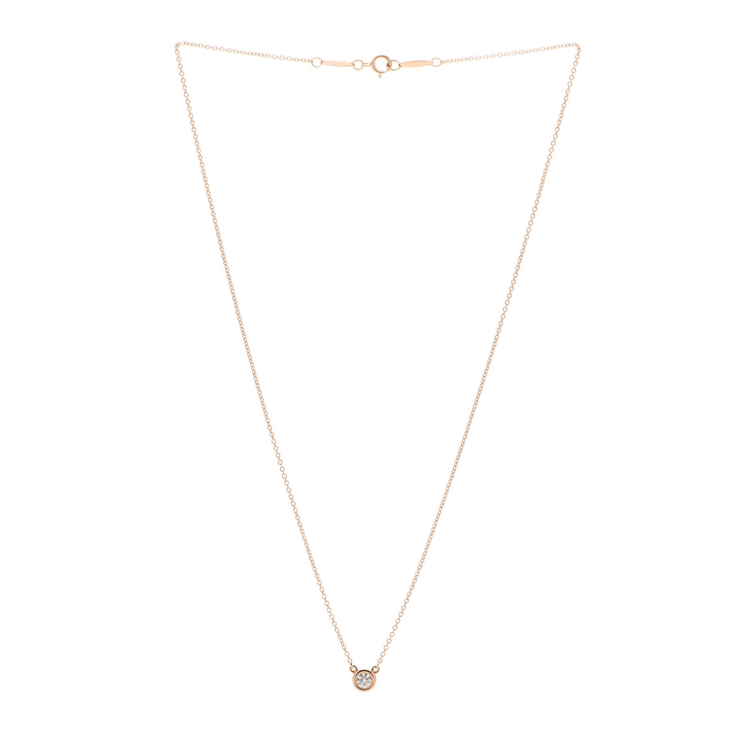 18K Rose Gold Diamond .17ct Elsa Peretti Diamonds by the Yard Pendant Necklace