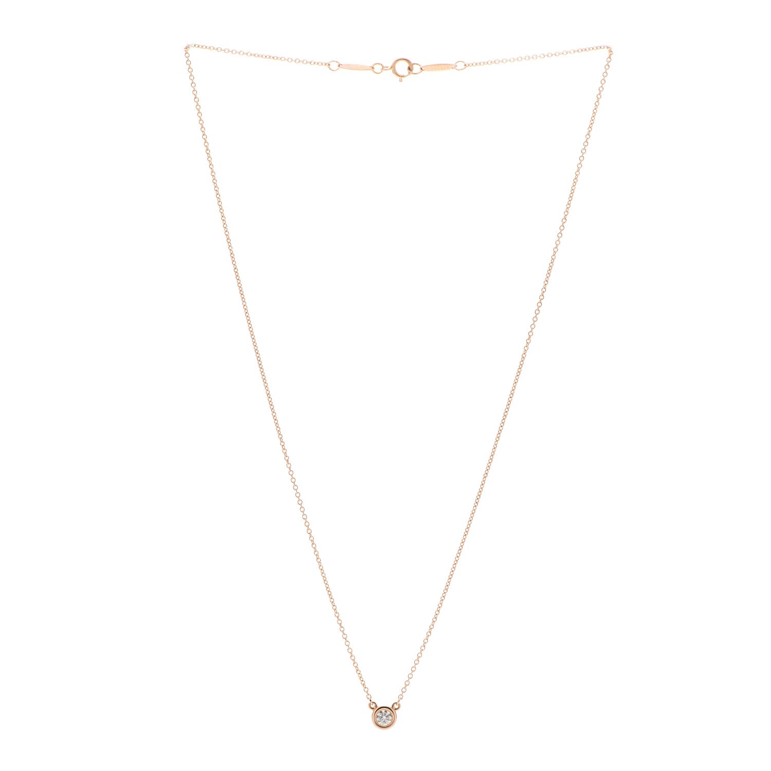 Tiffany 18K Rose Gold Diamond .17ct Elsa Peretti Diamonds by the Yard Pendant Necklace 3 of 7