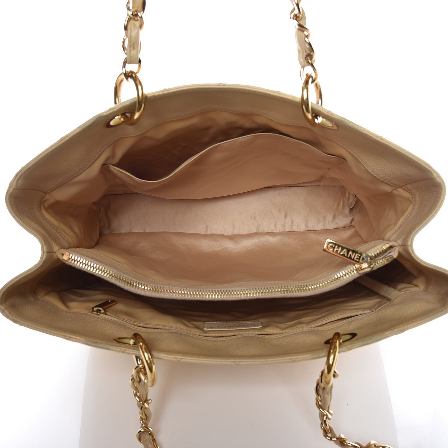 Caviar Quilted Grand Shopping Tote GST Beige