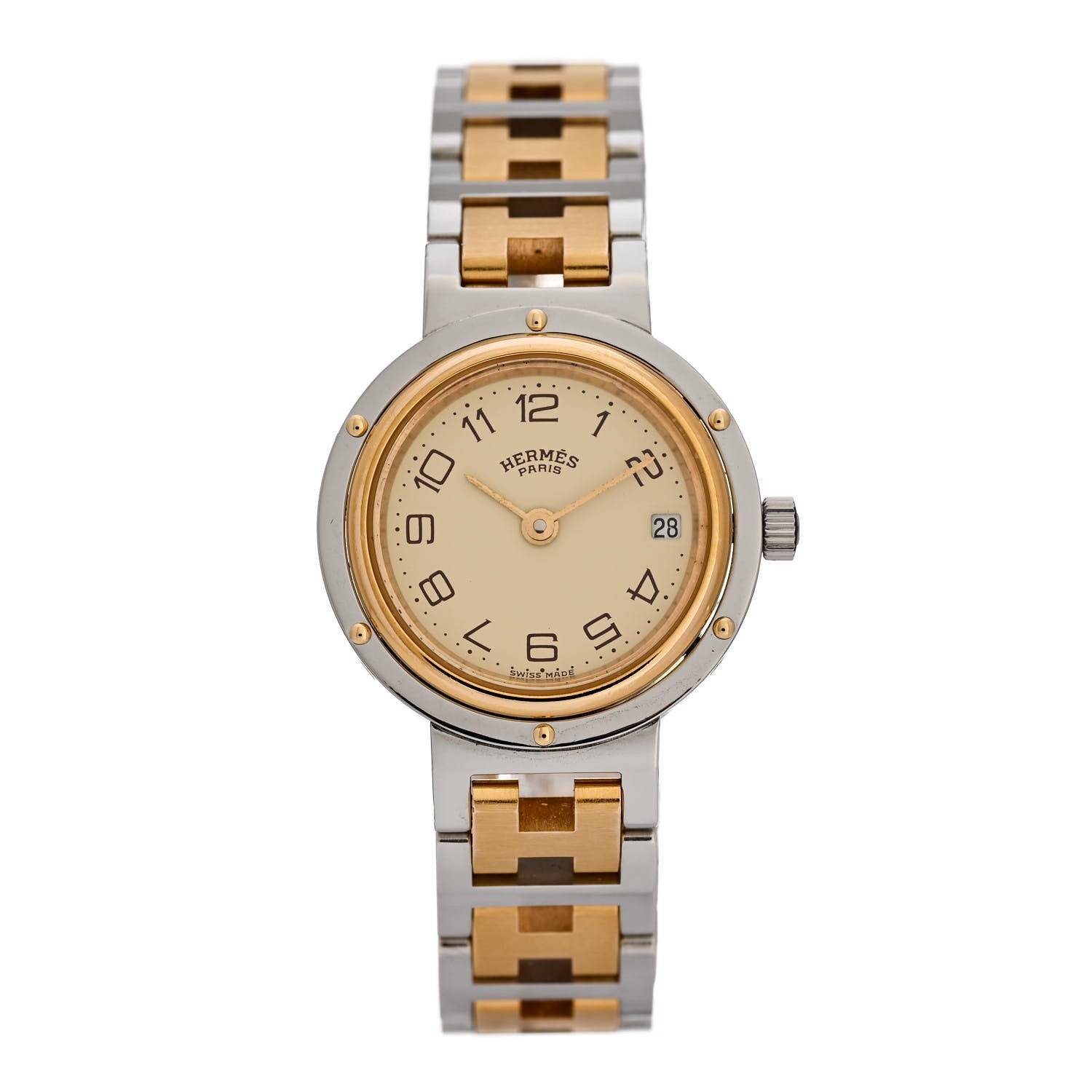 Hermes Stainless Steel 24mm Clipper Quartz Watch Gold 1 of 4