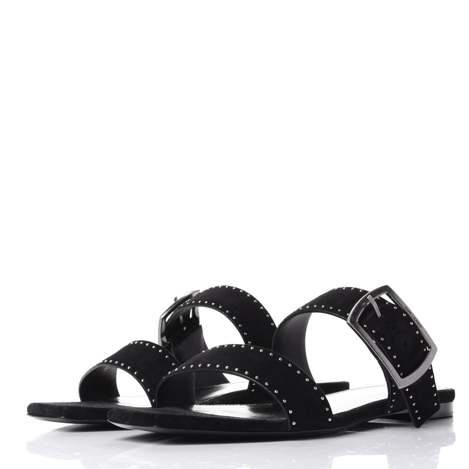 Saint Laurent Suede Otterproof Nikel Pallidio Sandals 38 Black 3 of 11