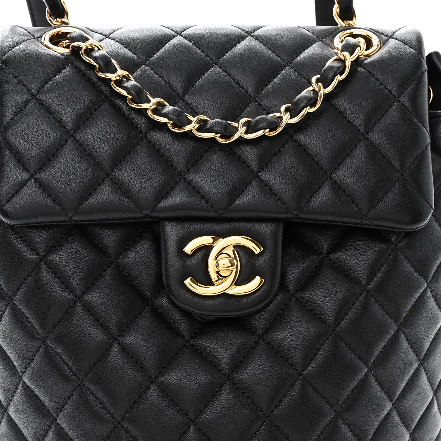 Lambskin Quilted Small Urban Spirit Backpack Black