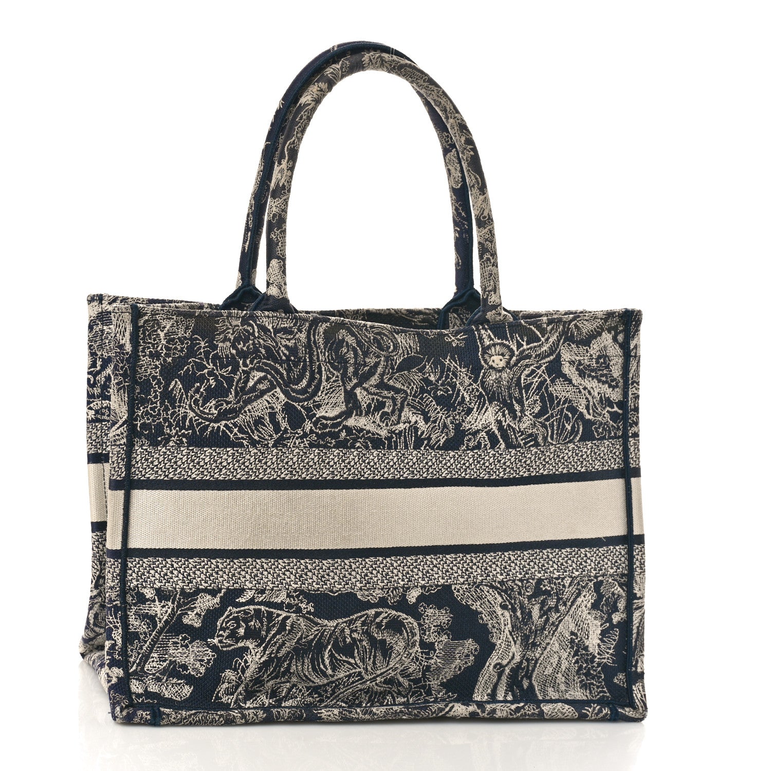 Christian Dior Canvas Embroidered Medium Toile De Jouy Reverse Book Tote Blue 2 of 10