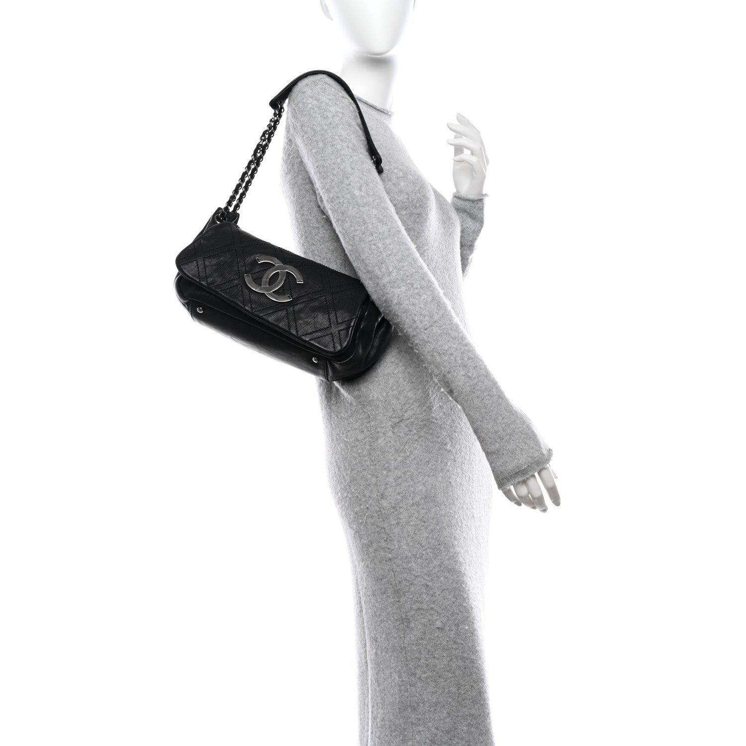 Chanel Calfskin Diamond Stitch Accordion Flap Black 2 of 13