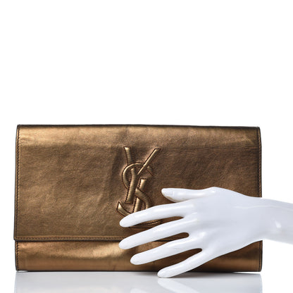 Saint Laurent Metallic Calfskin Monogram Large Belle De Jour Clutch Bronze 2 of 15