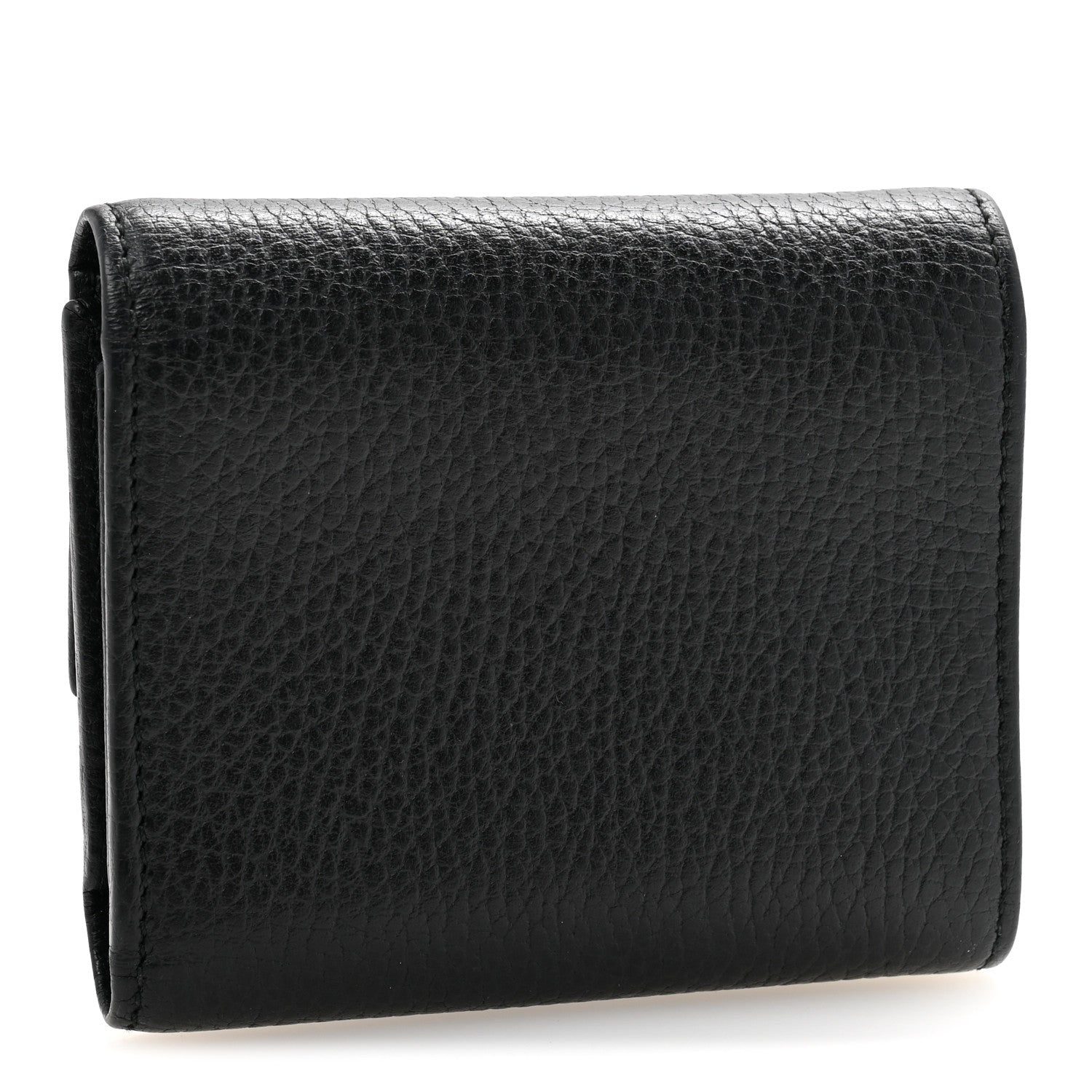 Gucci Dollar Calfskin GG Marmont Tri-Fold Wallet Black 3 of 9