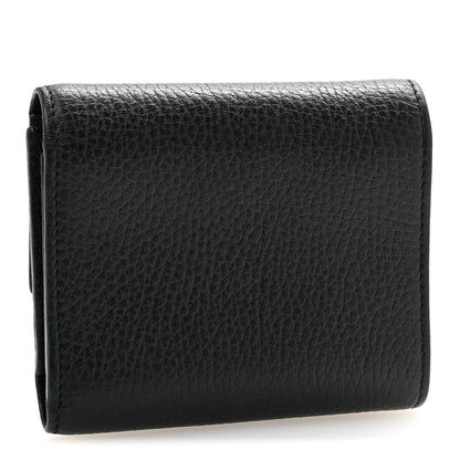 Gucci Dollar Calfskin GG Marmont Tri-Fold Wallet Black 3 of 9