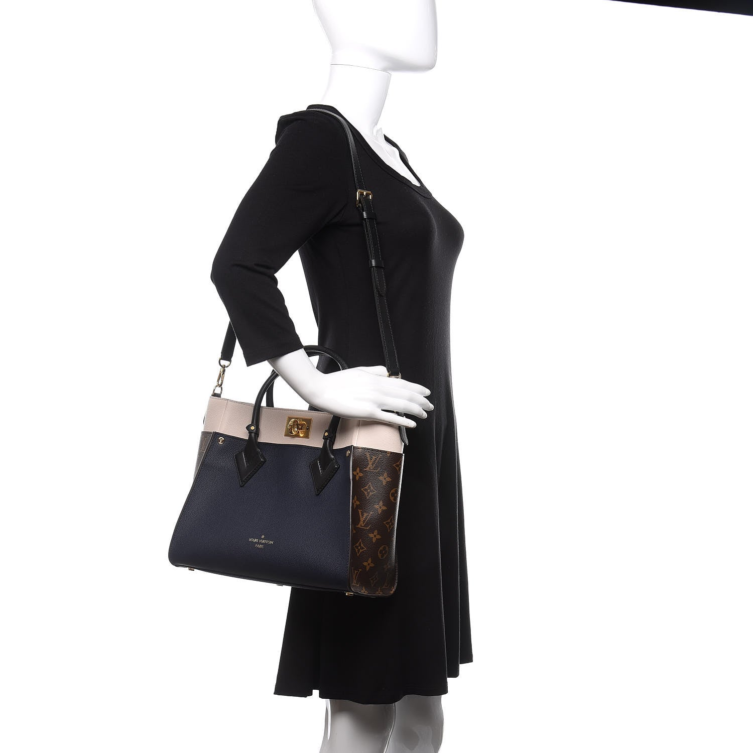Louis Vuitton Calfskin Monogram On My Side Marine 2 of 10