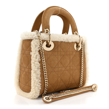 Christian Dior Suede Shearling Cannage Mini Lady Dior Camel 3 of 8