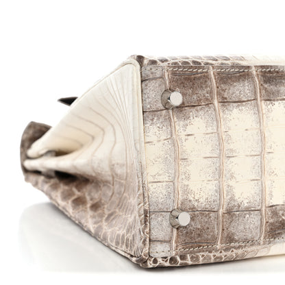 Hermes Matte Niloticus Crocodile 18K White Gold Diamond Himalaya Kelly Retourne 28 White 9 of 19