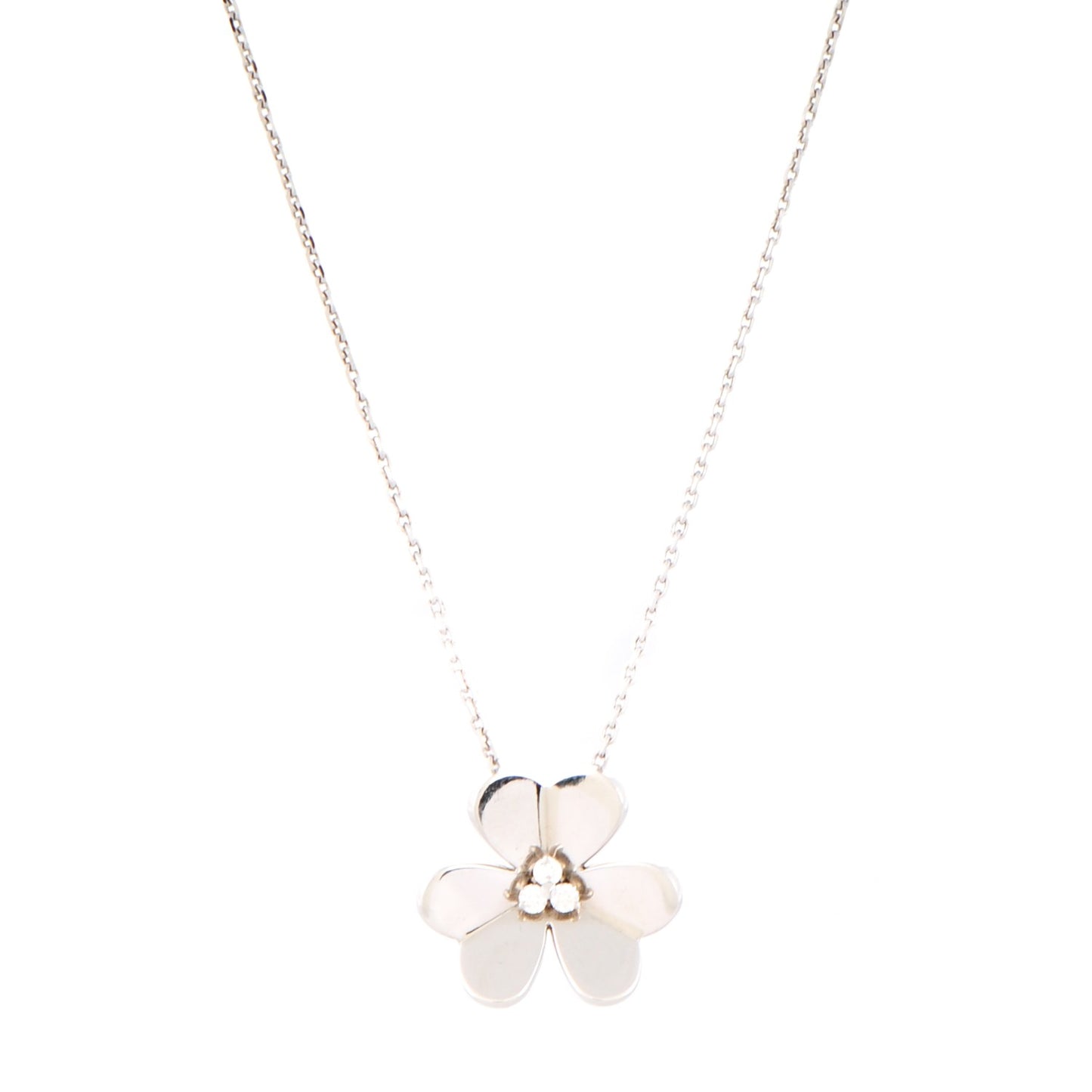 18K White Gold Diamond Large Frivole Pendant Necklace