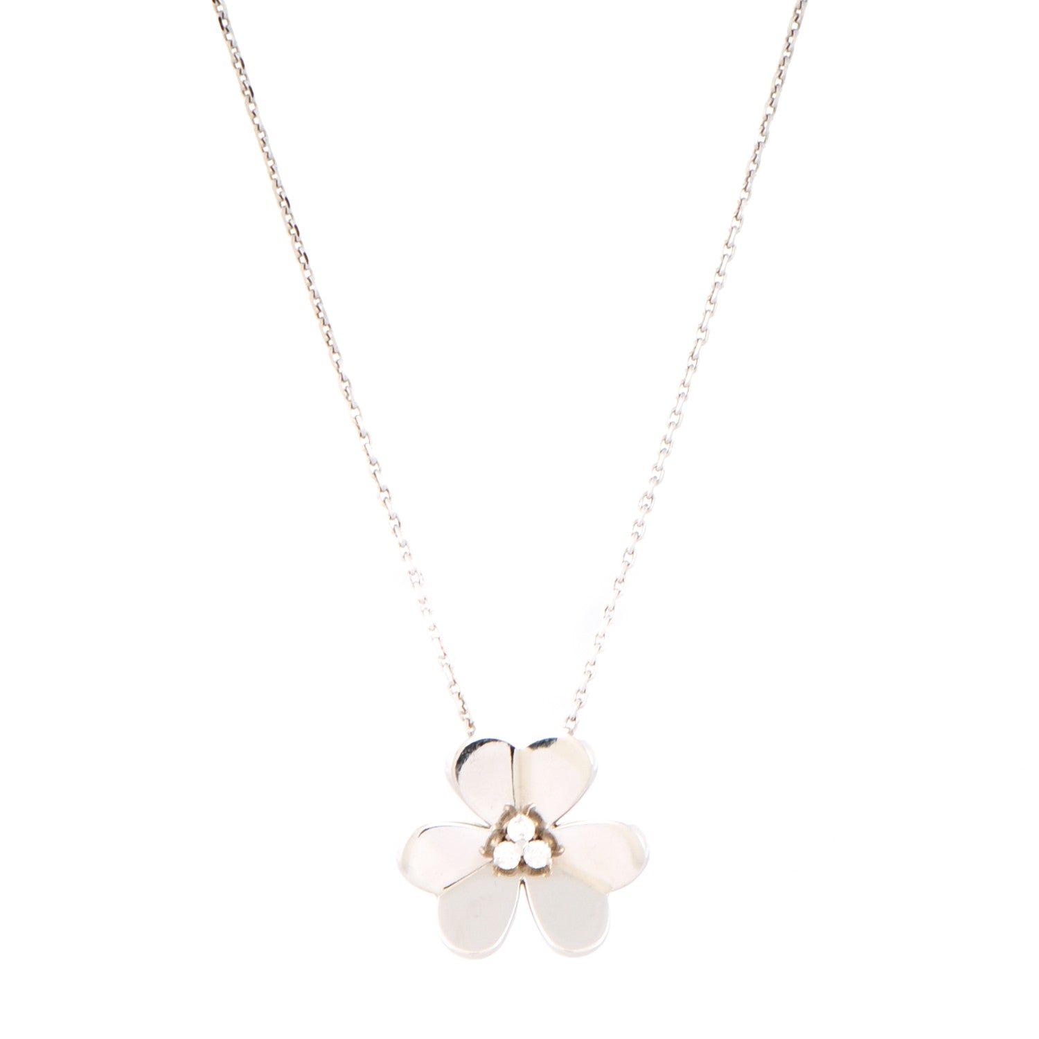 Van Cleef & Arpels 18K White Gold Diamond Large Frivole Pendant Necklace 1 of 7