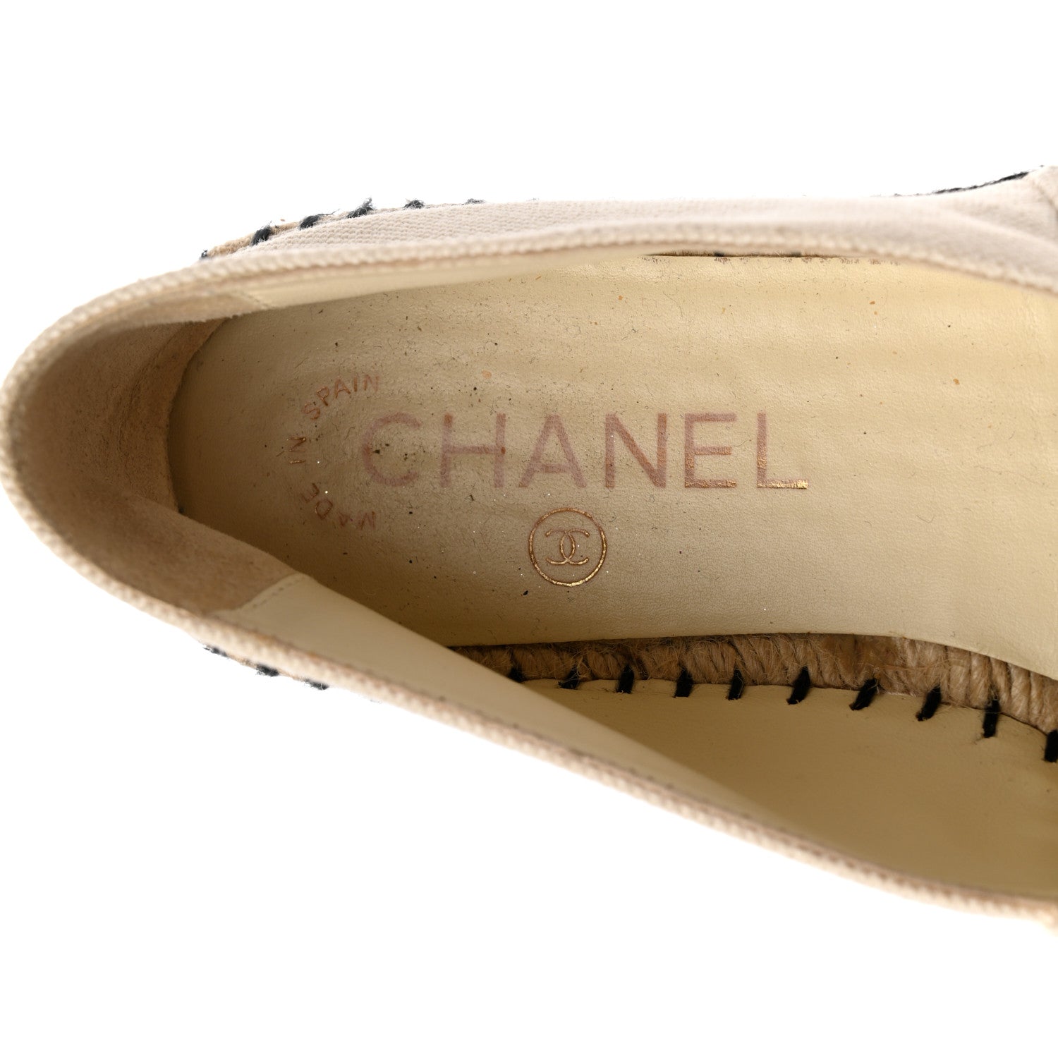 Chanel Fabric Biarritz CC Espadrilles 37 Beige Black 10 of 13