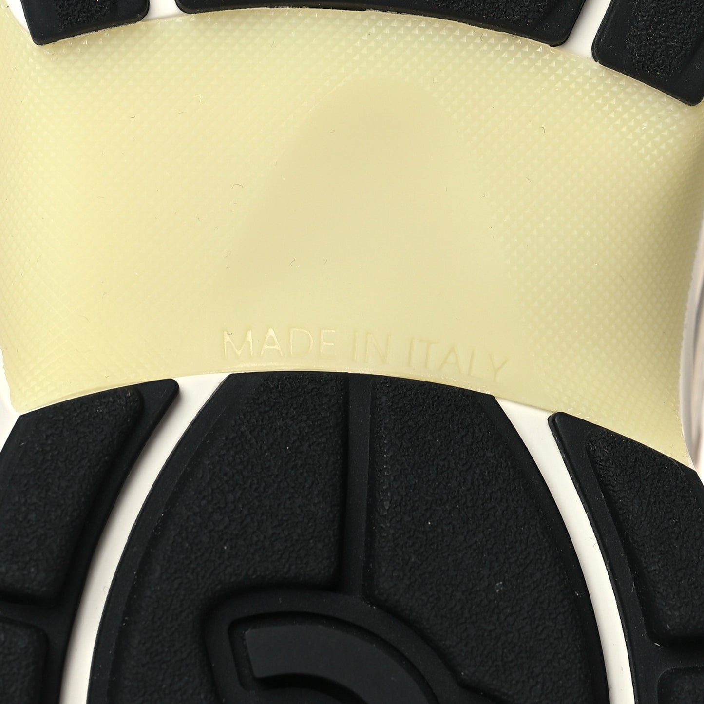 Fabric Laminated Calfskin Stretch CC Sneakers 38 White Gold Silver