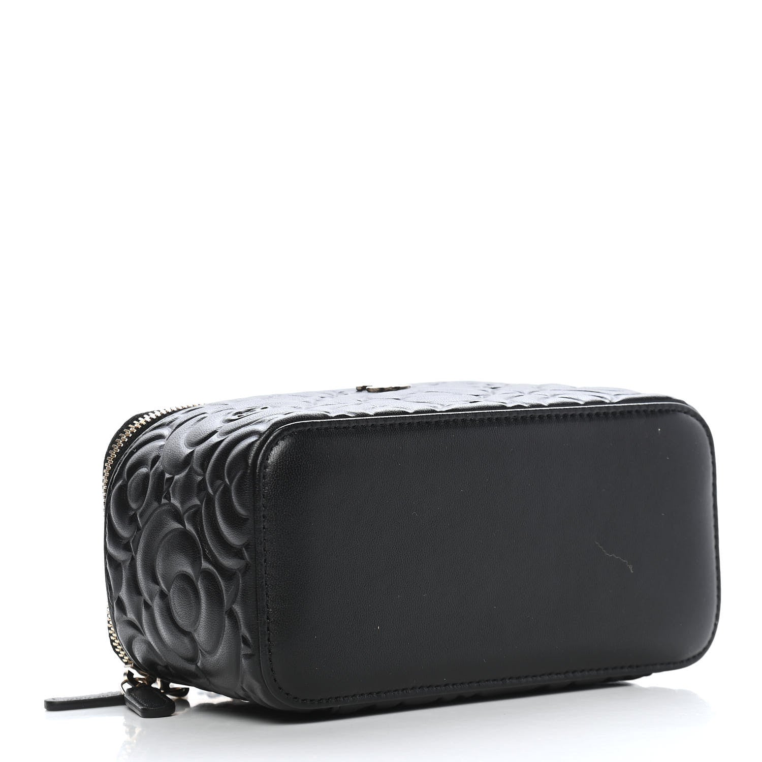 Chanel Lambskin Camellia Embossed Small Vanity Case With Chain Black 4 of 9