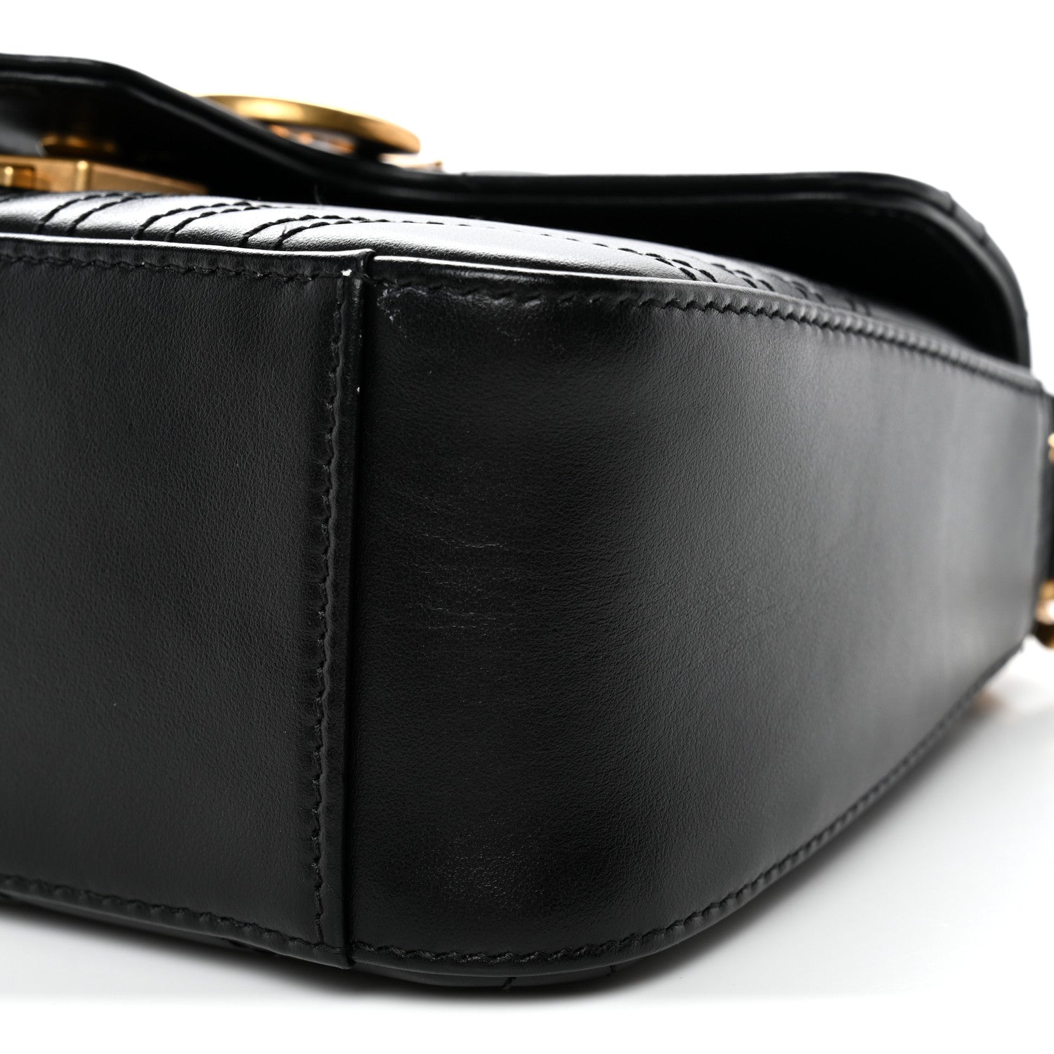 Gucci Calfskin Matelasse Mini GG Marmont Top Handle Shoulder Bag Black 10 of 11