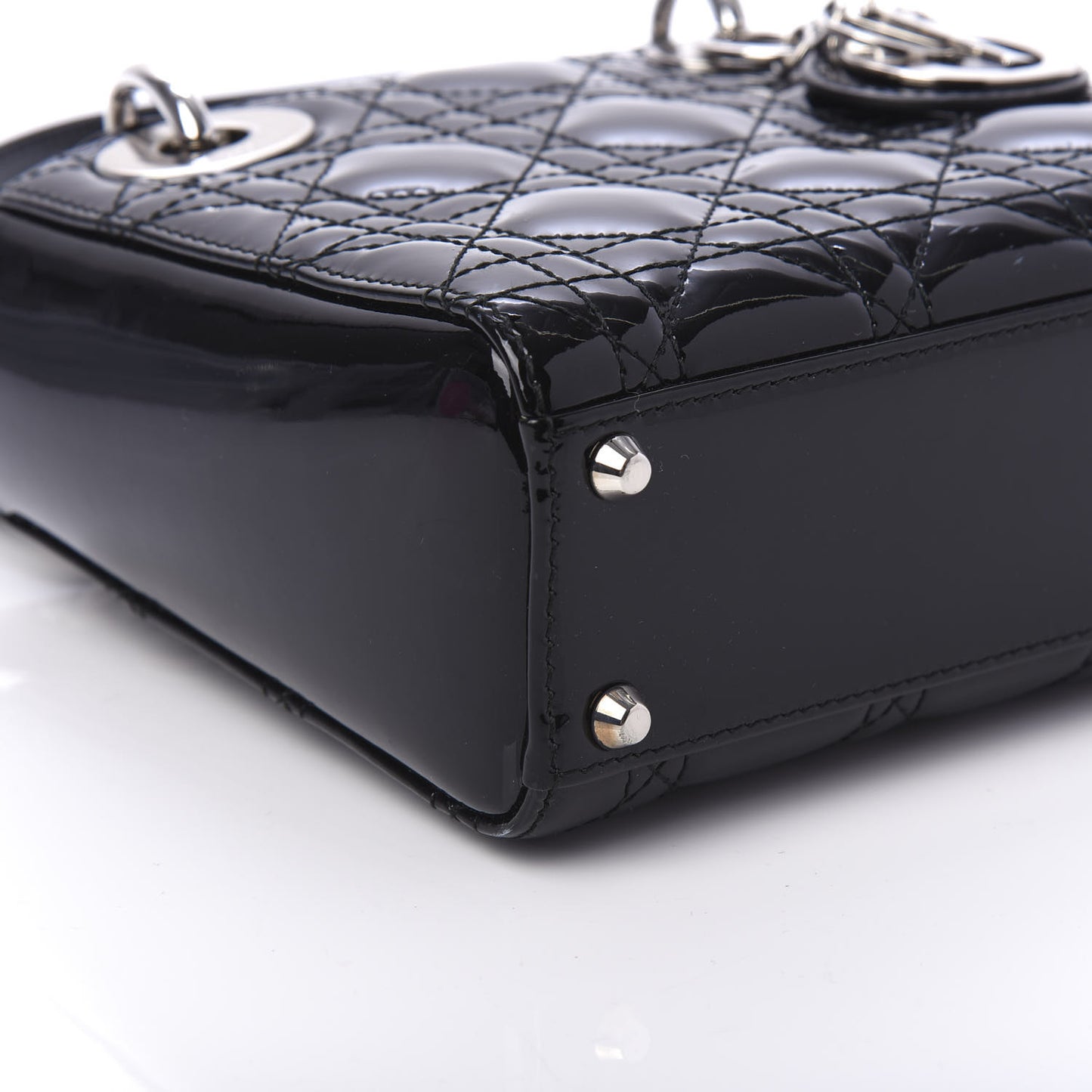 Patent Cannage Mini Lady Dior Black