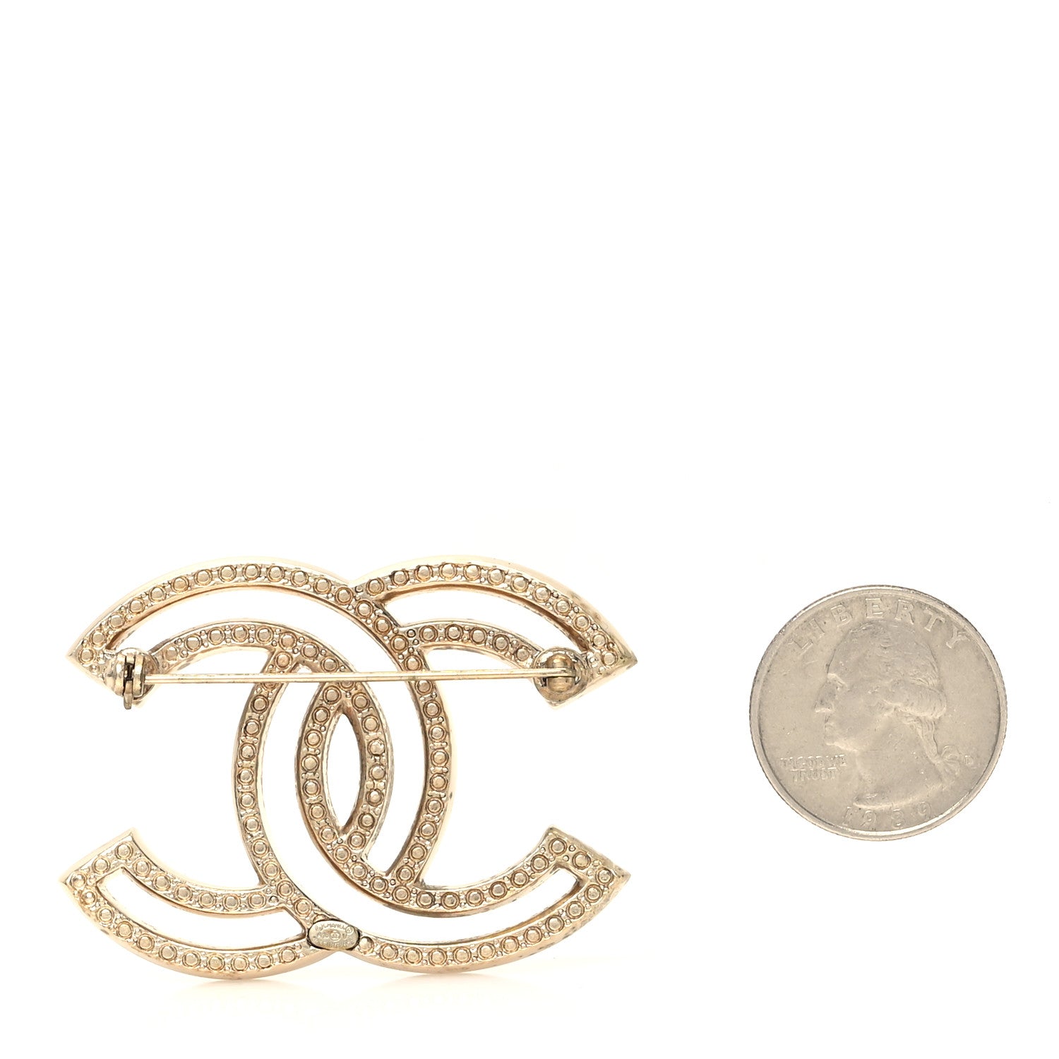 Chanel Crystal CC Brooch Light Gold 2 of 4