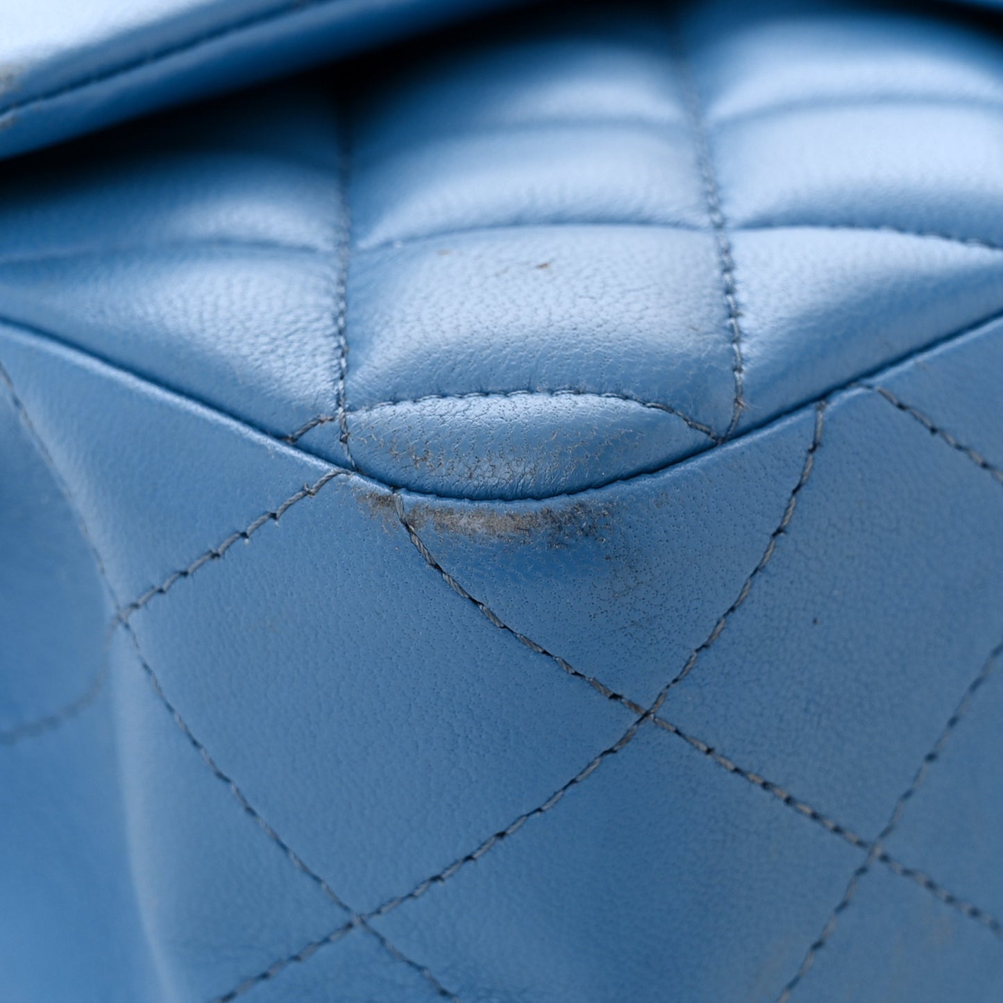 Lambskin Quilted Mini Rectangular Flap Blue
