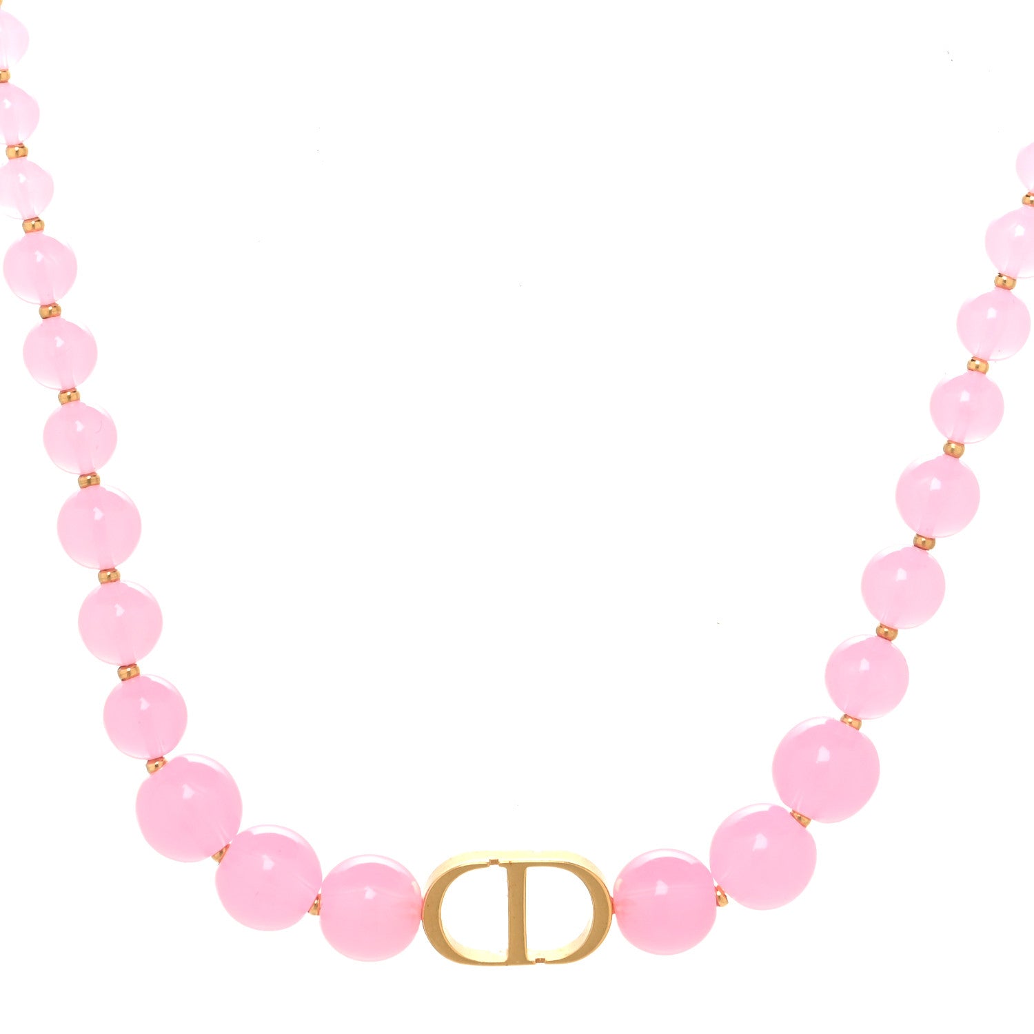 Christian Dior Metal Resin Bead 30 Montaigne Choker Necklace Pink Gold 1 of 5