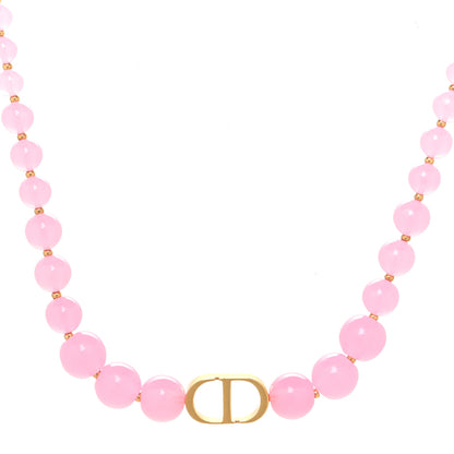 Christian Dior Metal Resin Bead 30 Montaigne Choker Necklace Pink Gold 1 of 5