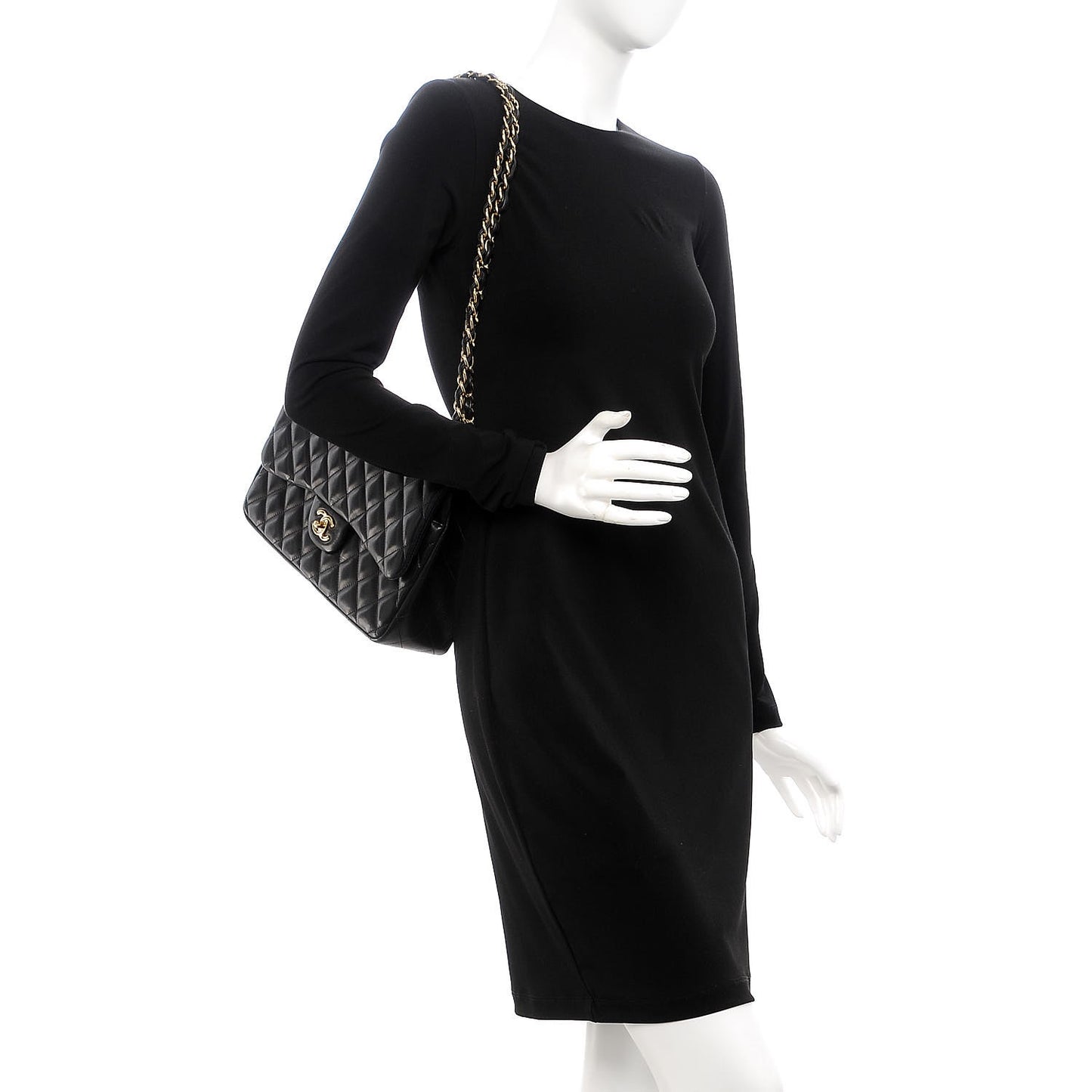 Lambskin Quilted Jumbo Double Flap Black