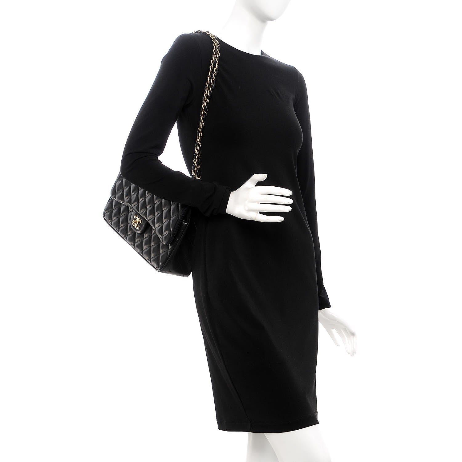 Chanel Lambskin Quilted Jumbo Double Flap Black 3 of 8