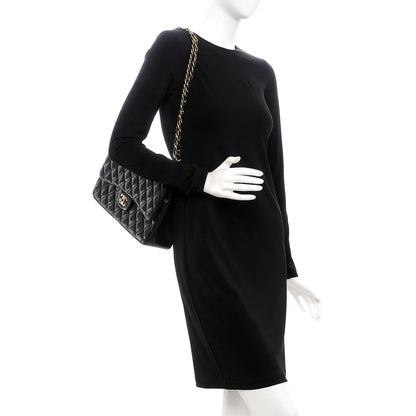Chanel Lambskin Quilted Jumbo Double Flap Black 3 of 8